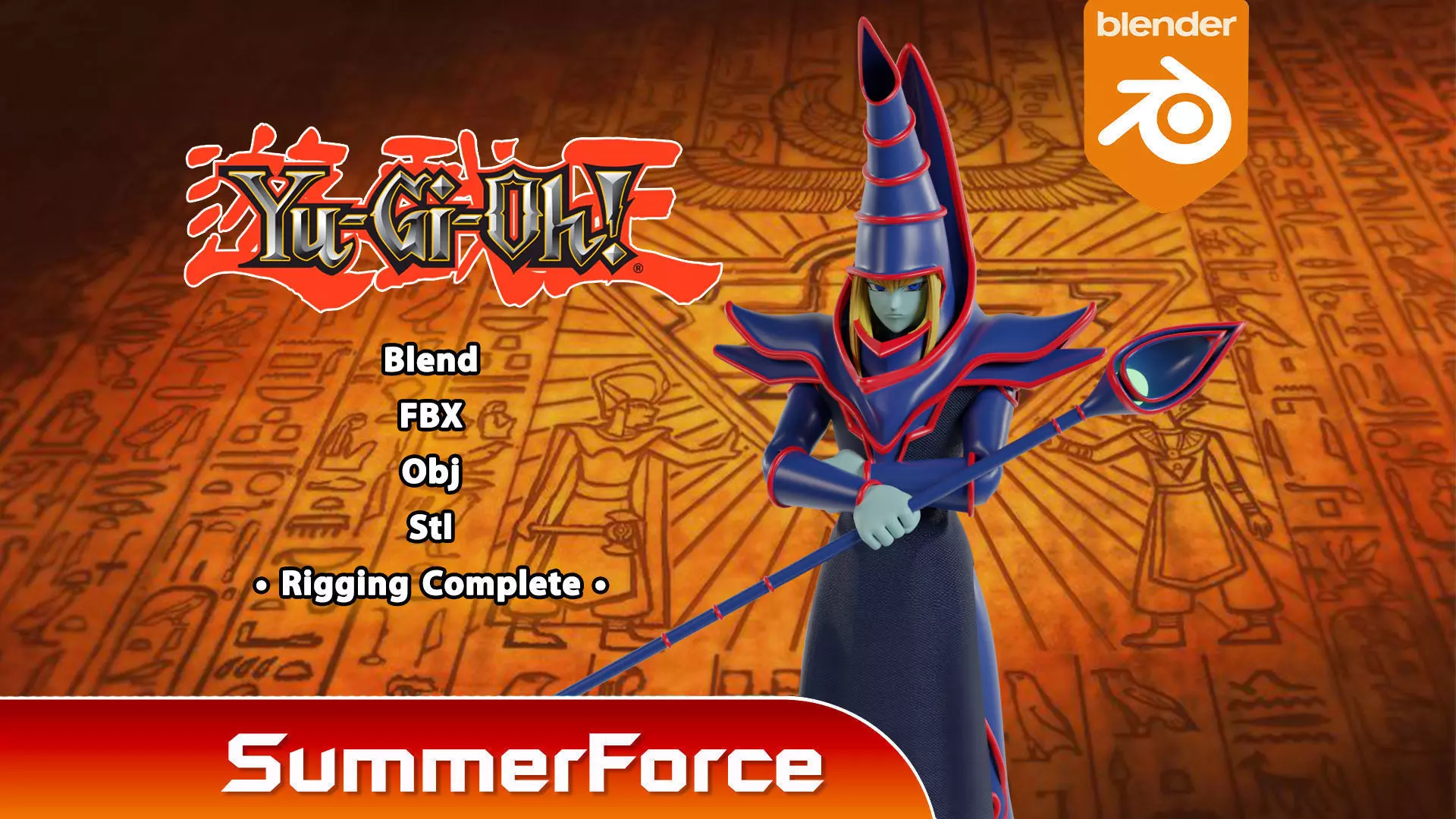 Dark Magician - YuGiOh Duel Monsters 3D model_0