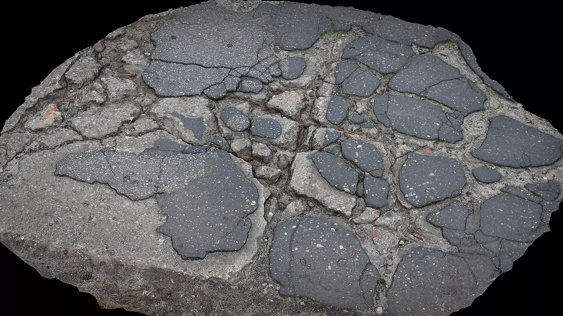 asphalt destroyed road debris part5 photogrammetry  Low-poly 3D model_0