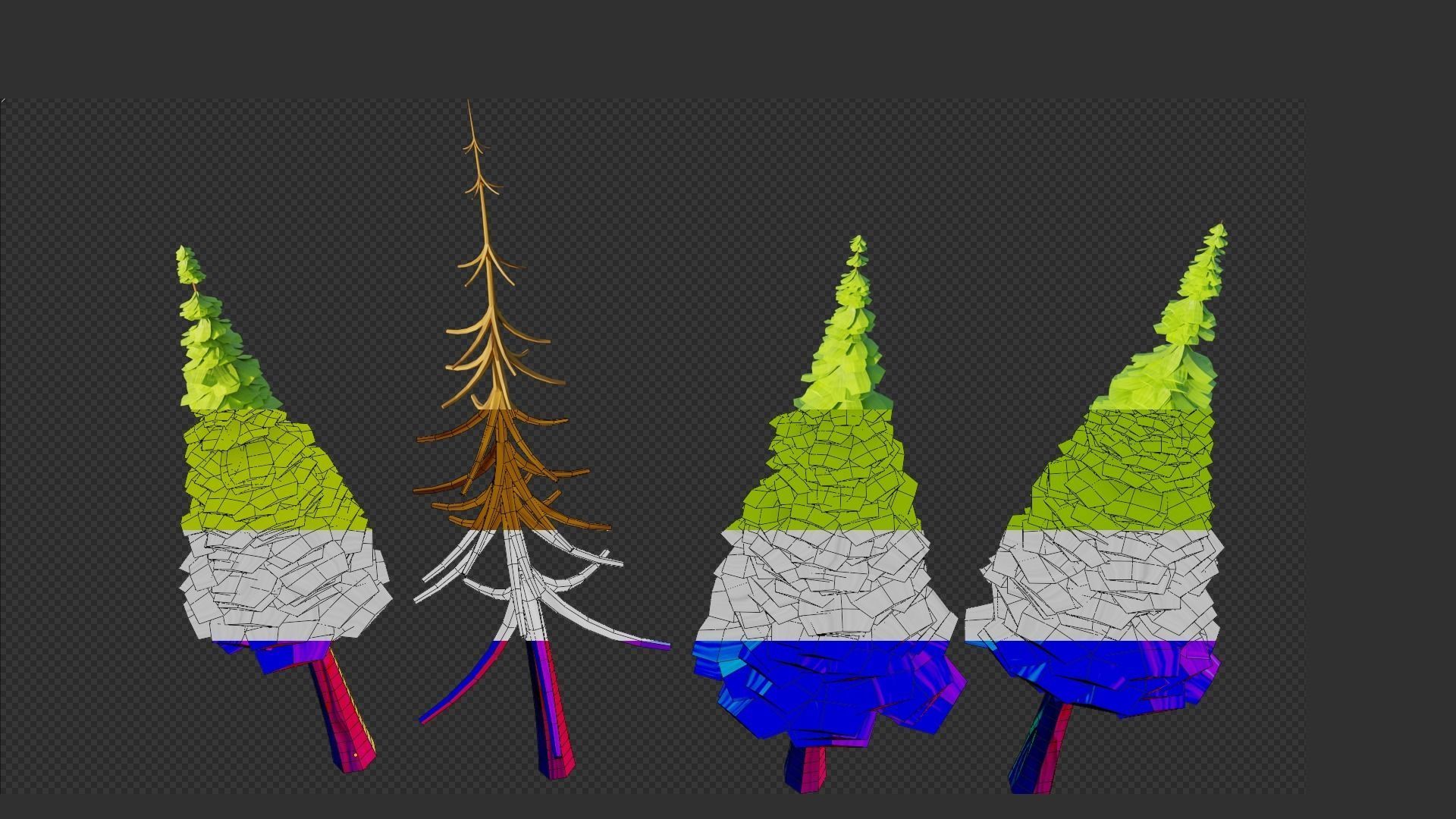 180 Game Ready Low Poly Pine Trees Pack Low-poly 3D model_10