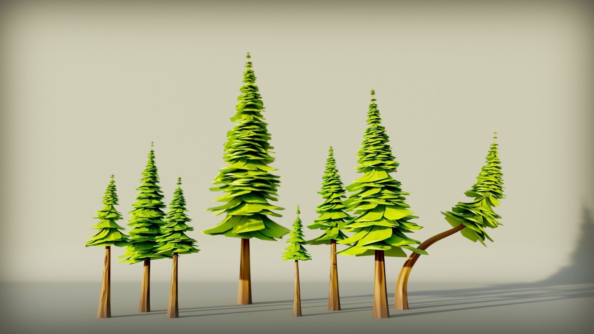 180 Game Ready Low Poly Pine Trees Pack Low-poly 3D model_6