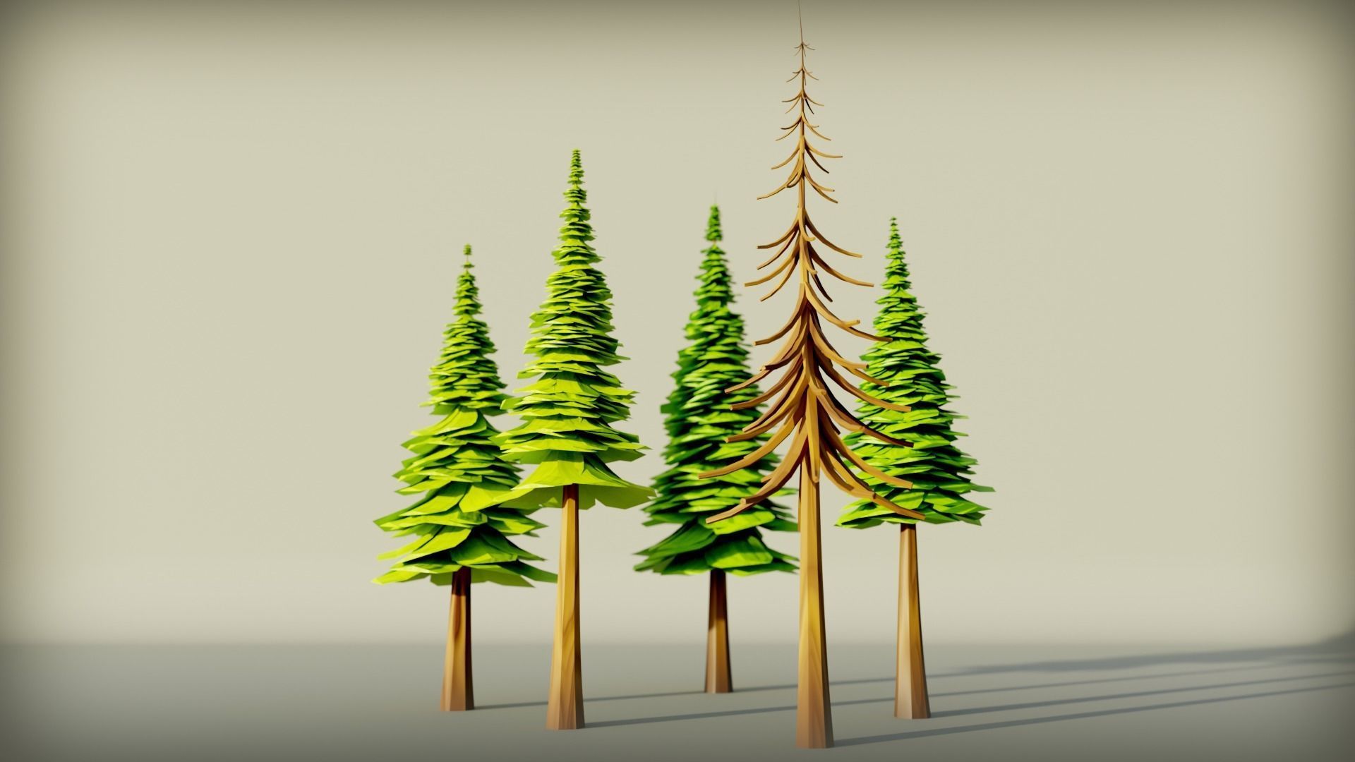 180 Game Ready Low Poly Pine Trees Pack Low-poly 3D model_3