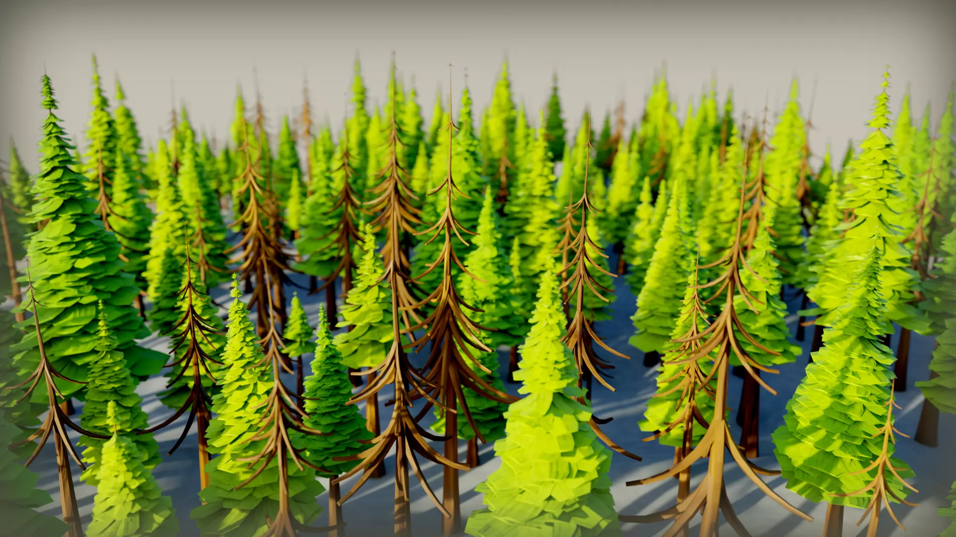 180 Game Ready Low Poly Pine Trees Pack Low-poly 3D model_0