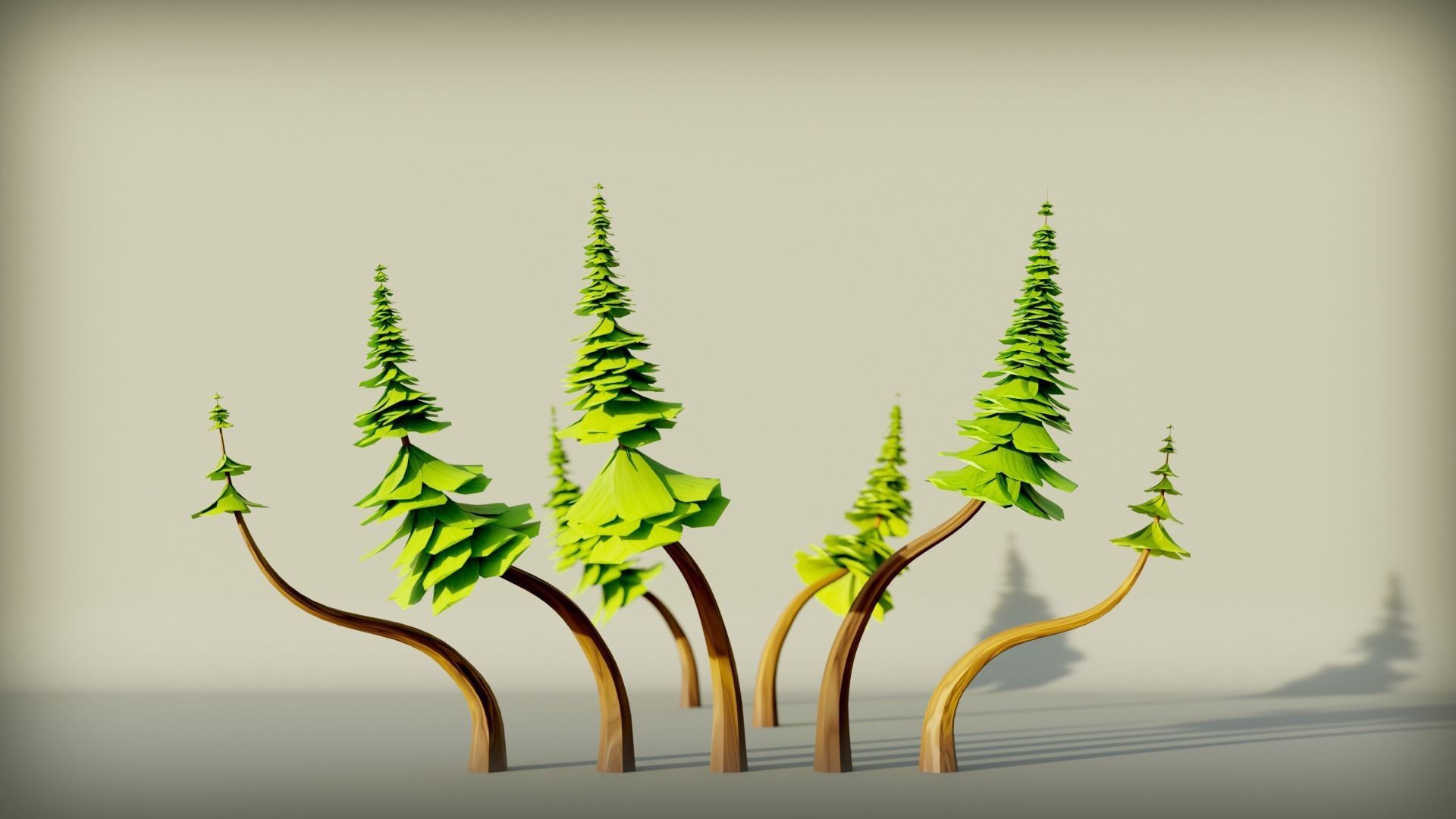 180 Game Ready Low Poly Pine Trees Pack Low-poly 3D model_7