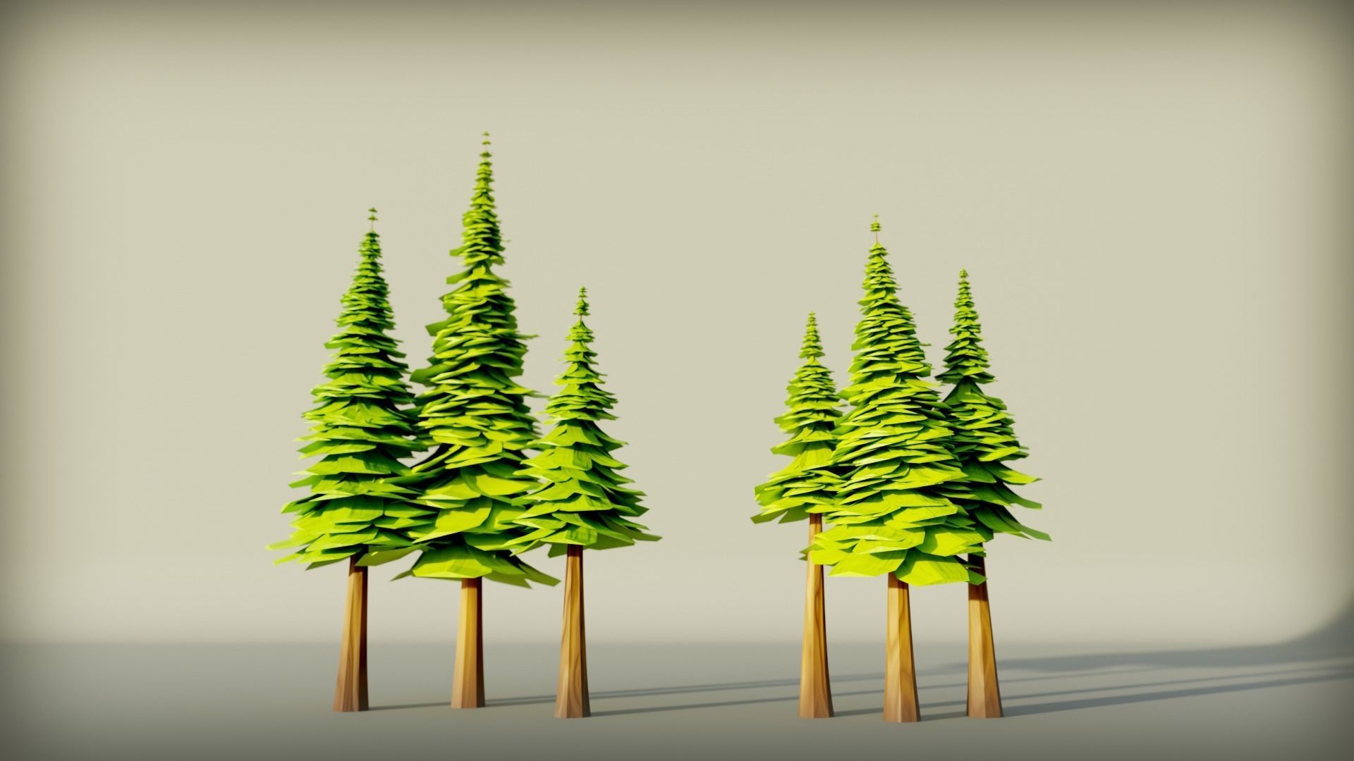180 Game Ready Low Poly Pine Trees Pack Low-poly 3D model_4