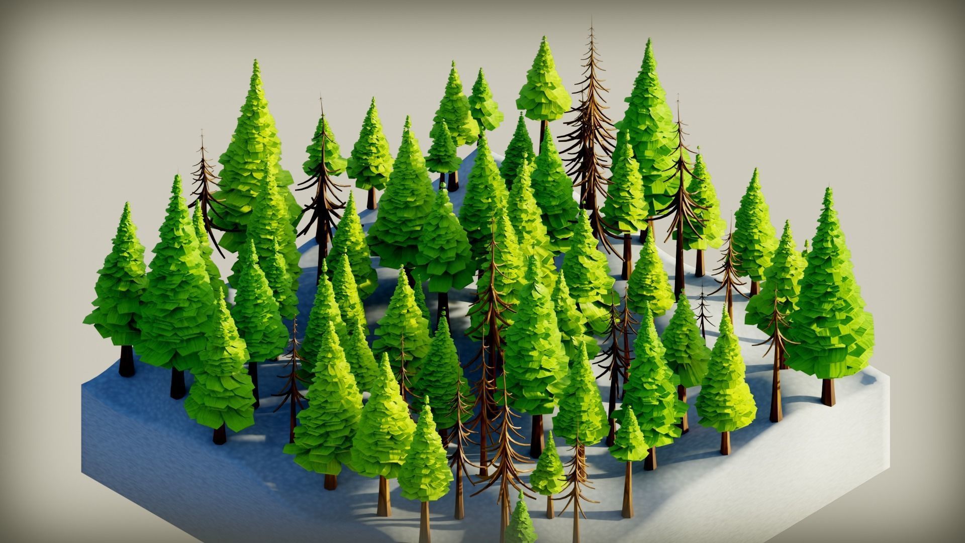 180 Game Ready Low Poly Pine Trees Pack Low-poly 3D model_2
