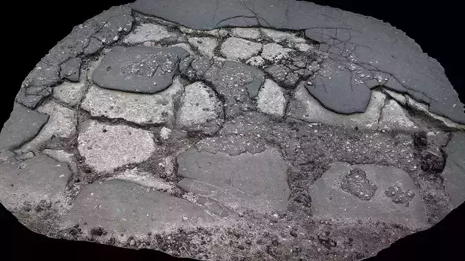 asphalt destroyed road debris part6 photogrammetry