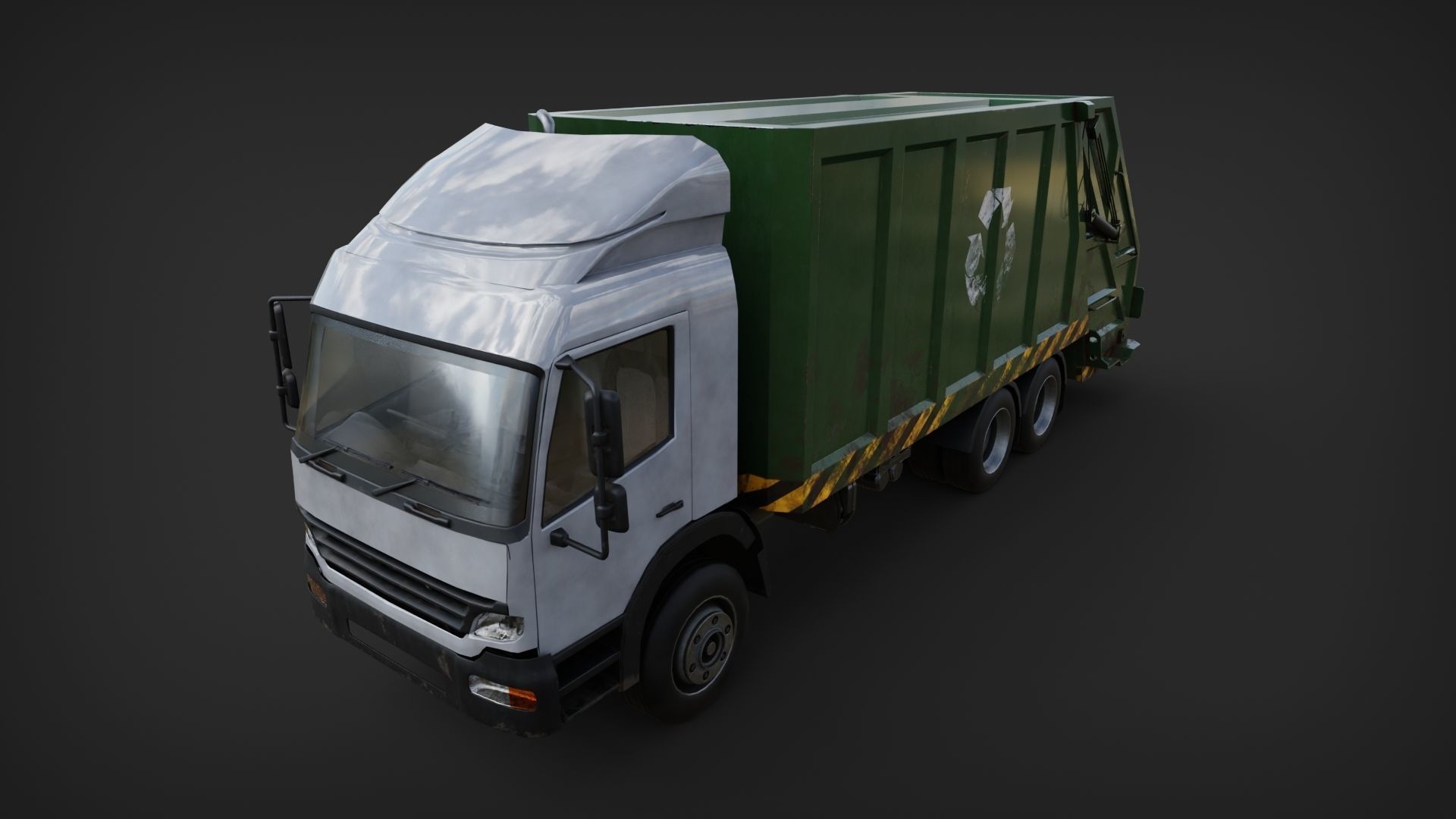 Trash garbage Truck Low-poly 3D model_1