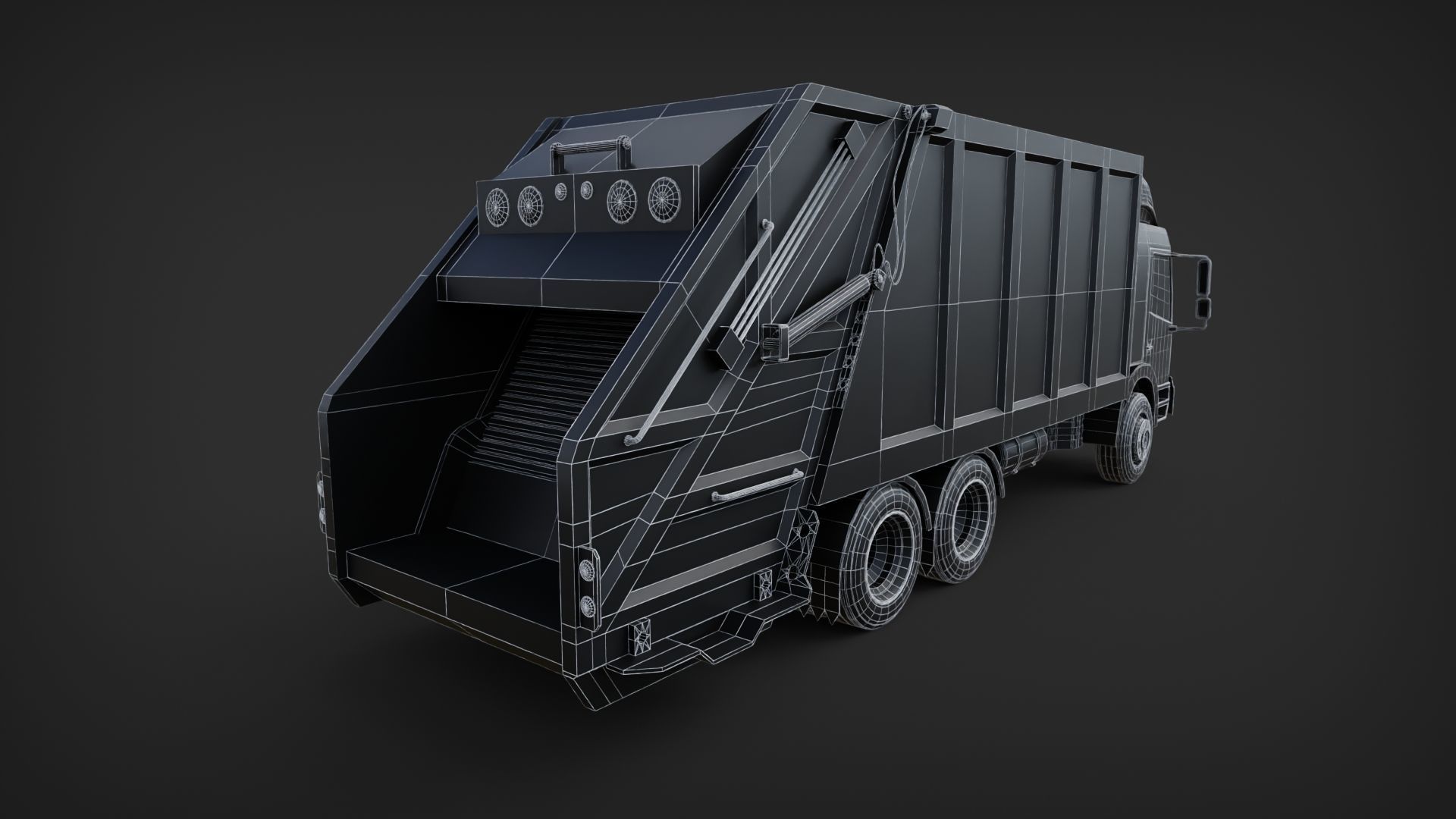 Trash garbage Truck Low-poly 3D model_6