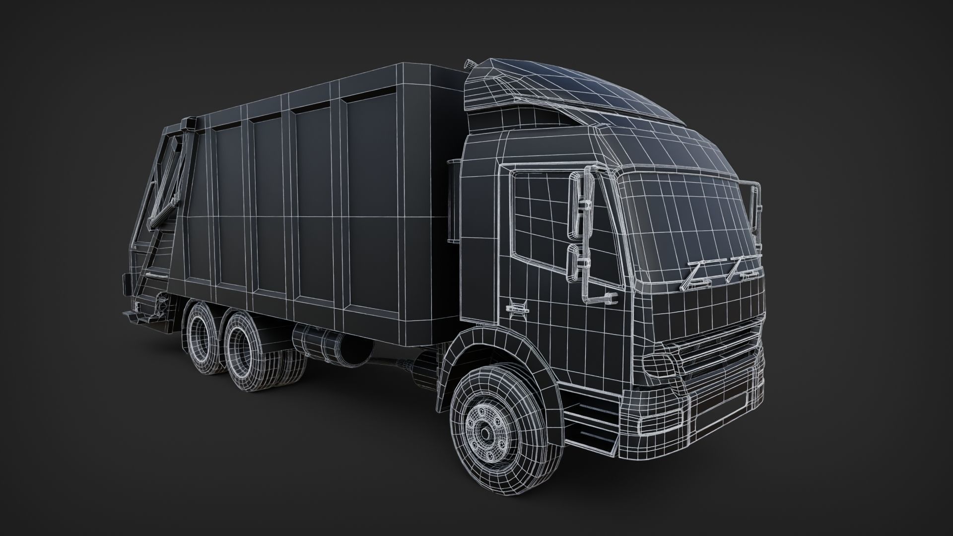 Trash garbage Truck Low-poly 3D model_5
