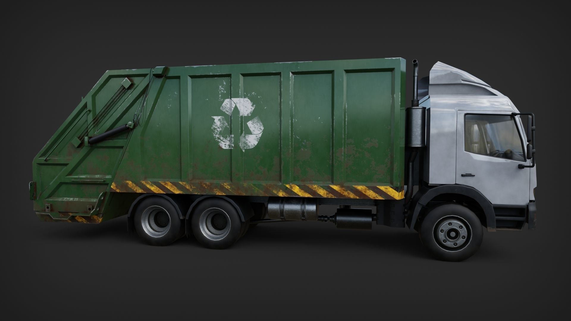 Trash garbage Truck Low-poly 3D model_2