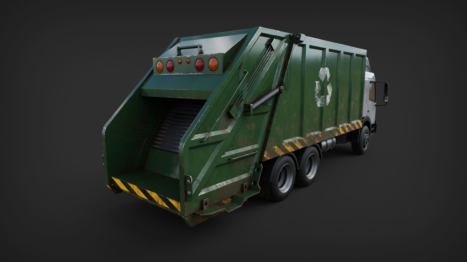Trash garbage Truck Low-poly 3D model_3