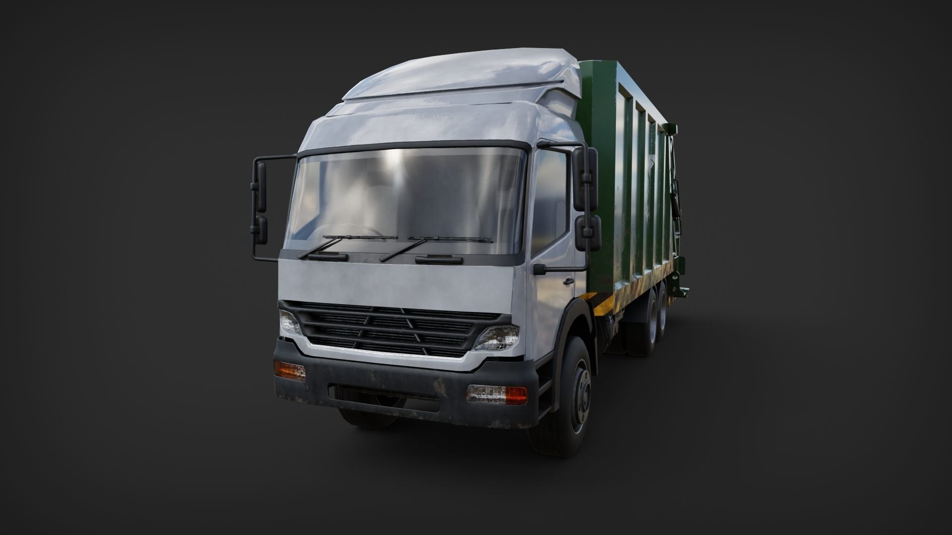 Trash garbage Truck Low-poly 3D model_4