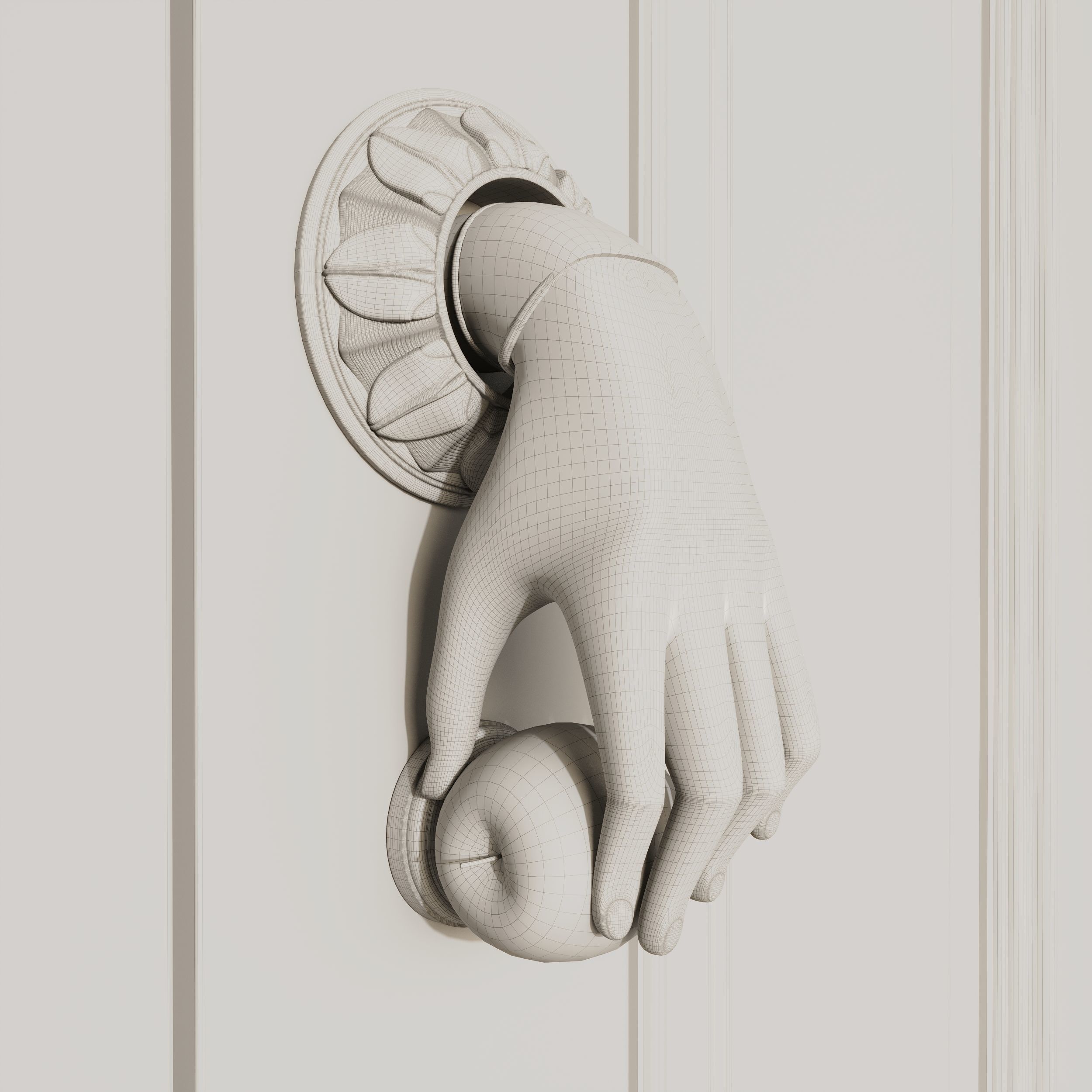 A doorknob shaped like a human hand Low-poly 3D model_3