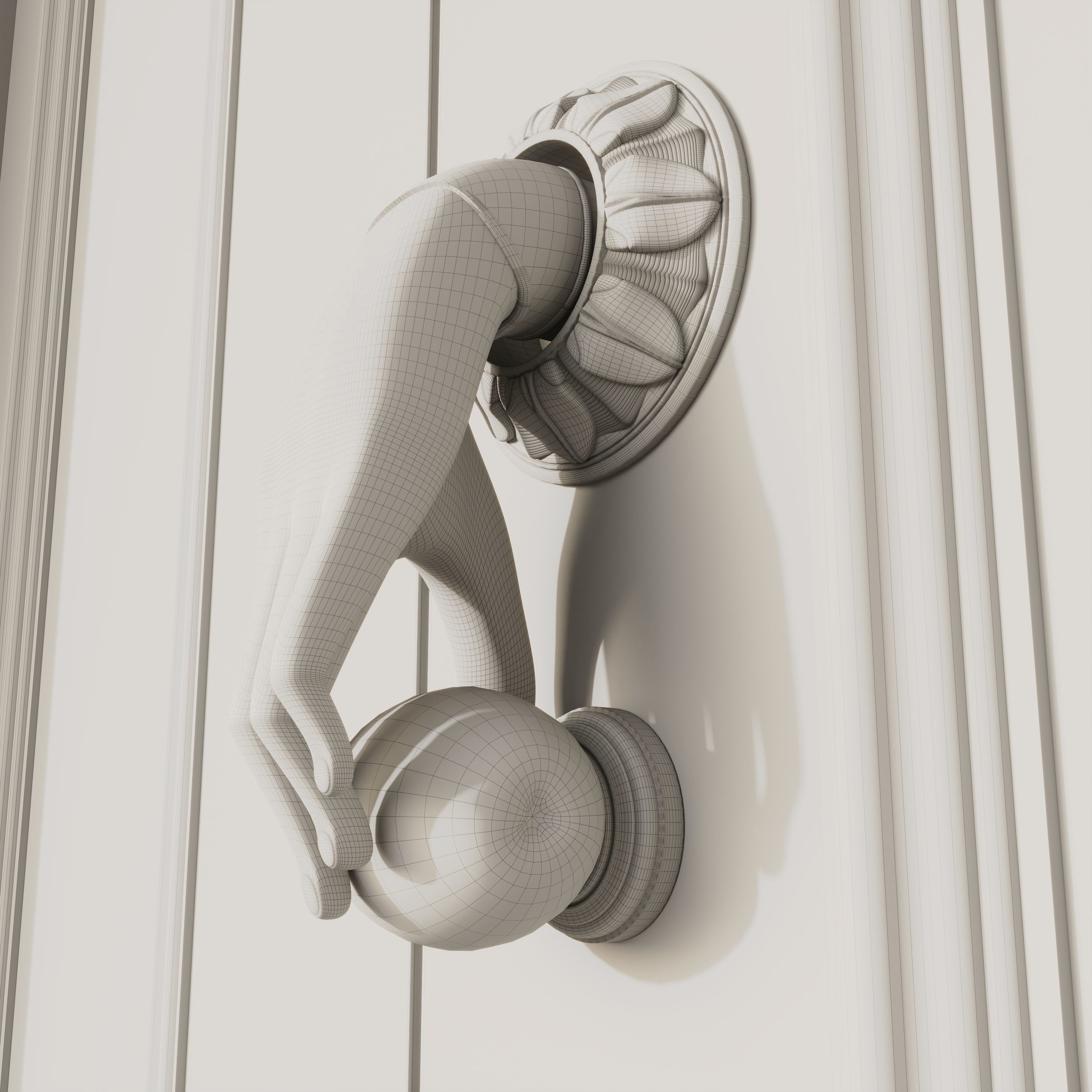 A doorknob shaped like a human hand Low-poly 3D model_4