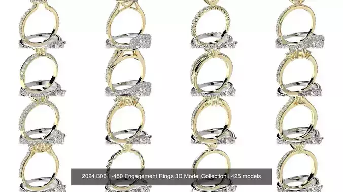 2024 B06 1-450 Engagement Rings 3D Model Collection-425 Files