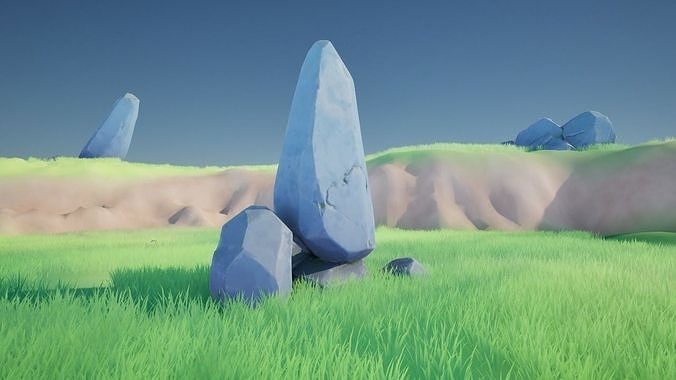 Stylized  Stone 02 PBR Game ready low poly Low-poly 3D model