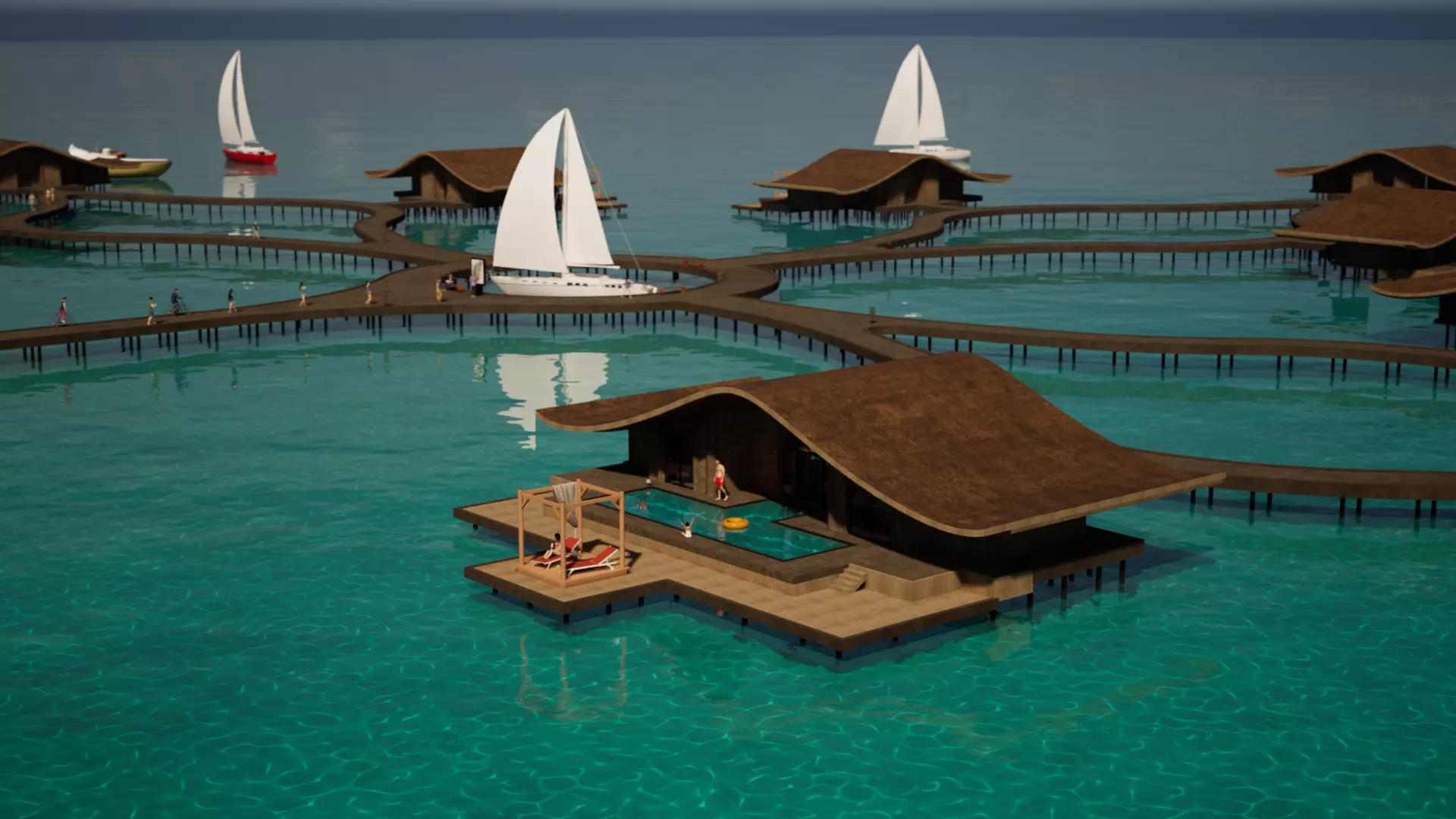 Beach resort designed  3D model_0