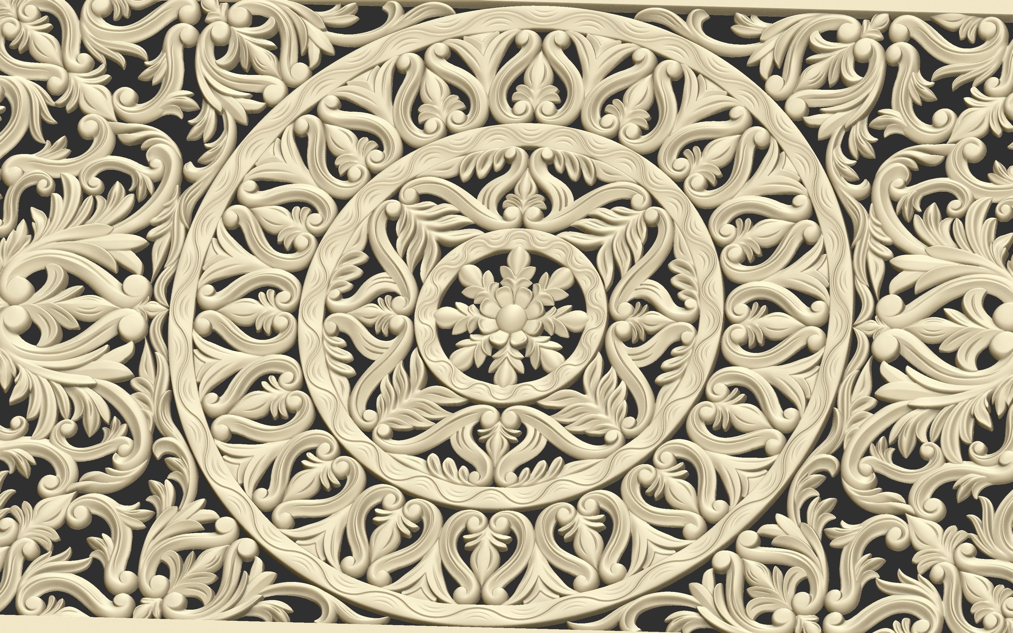 Rectangle Mandala carved 3D model_7