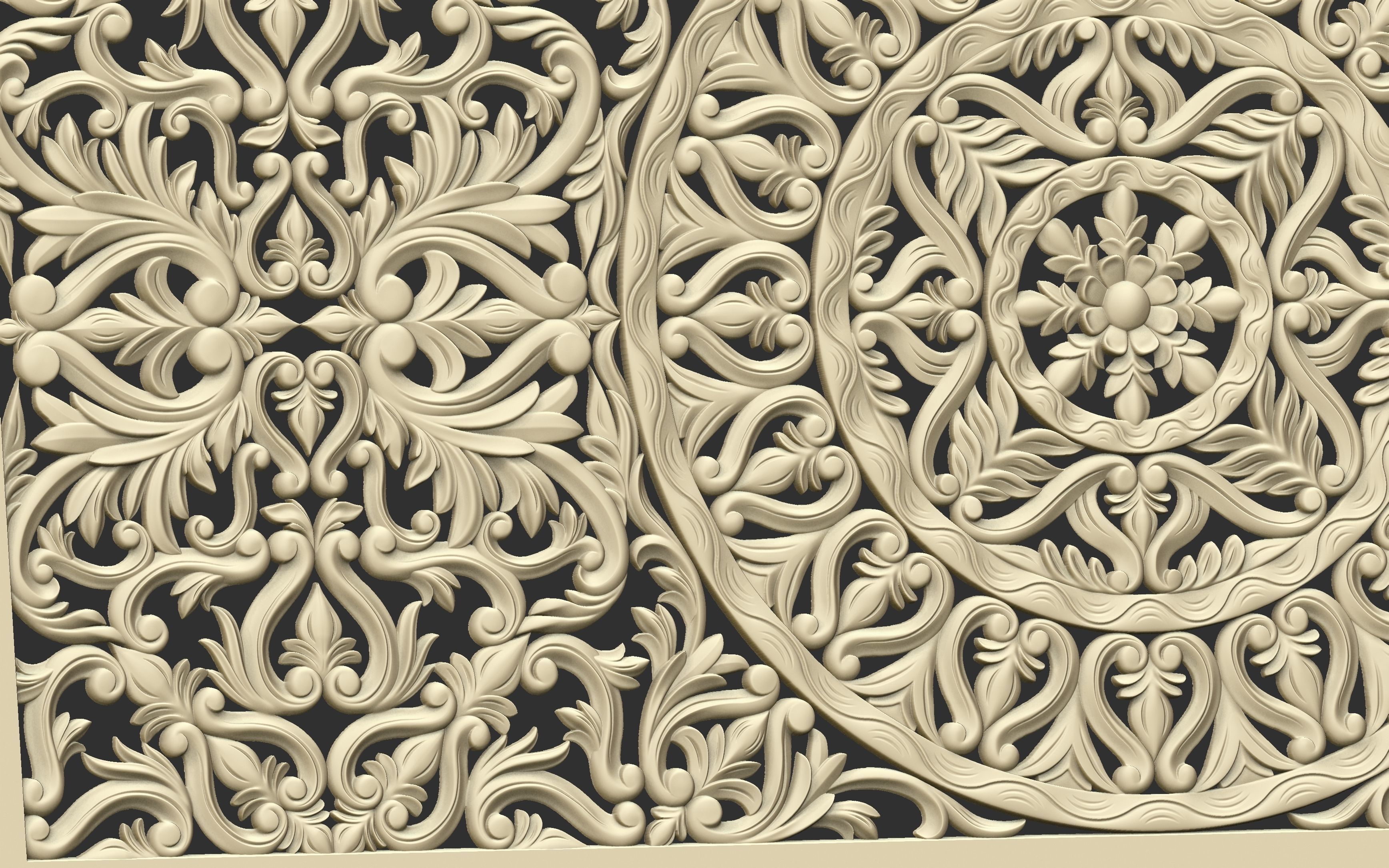 Rectangle Mandala carved 3D model_2