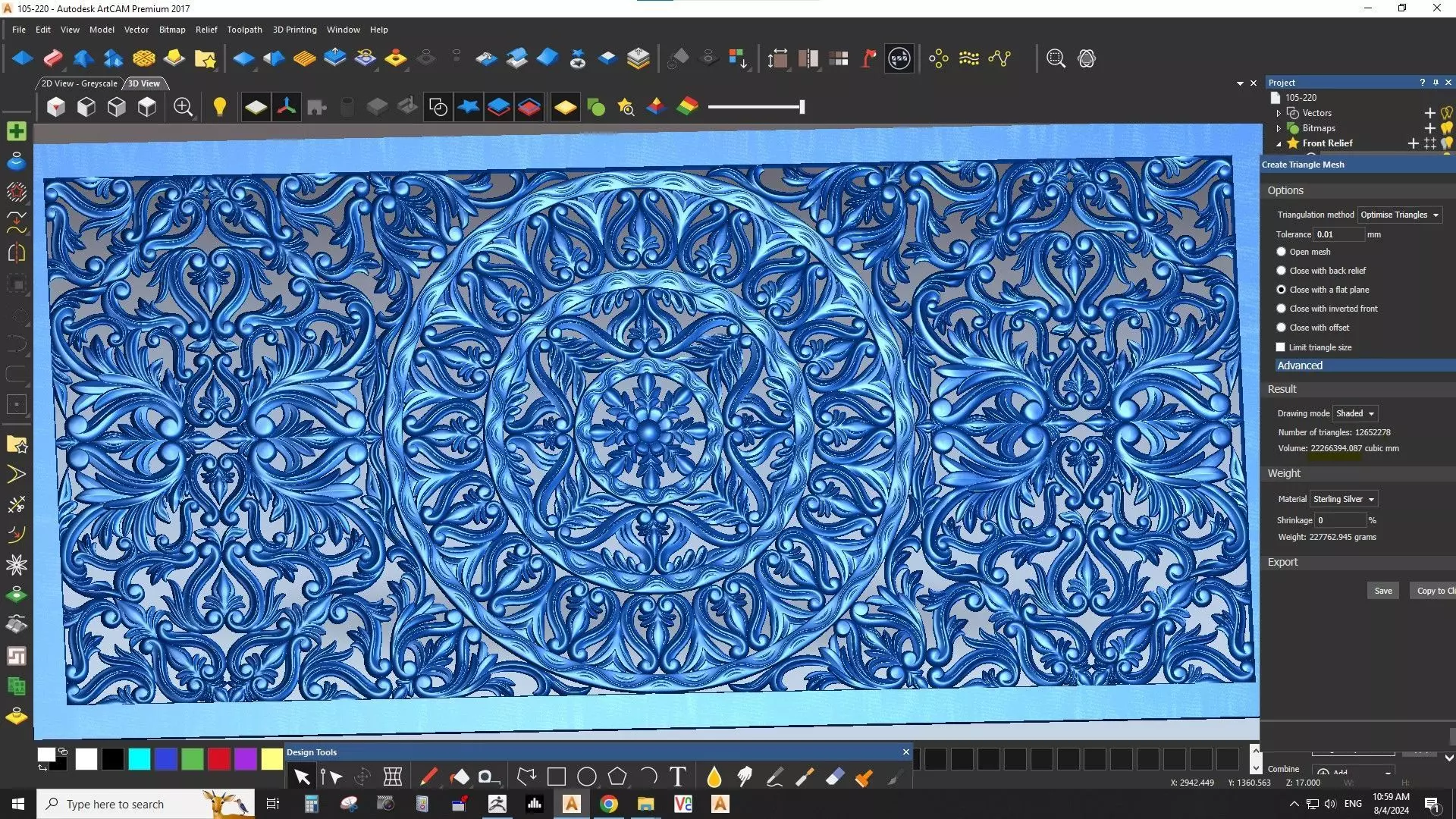 Rectangle Mandala carved 3D model_0