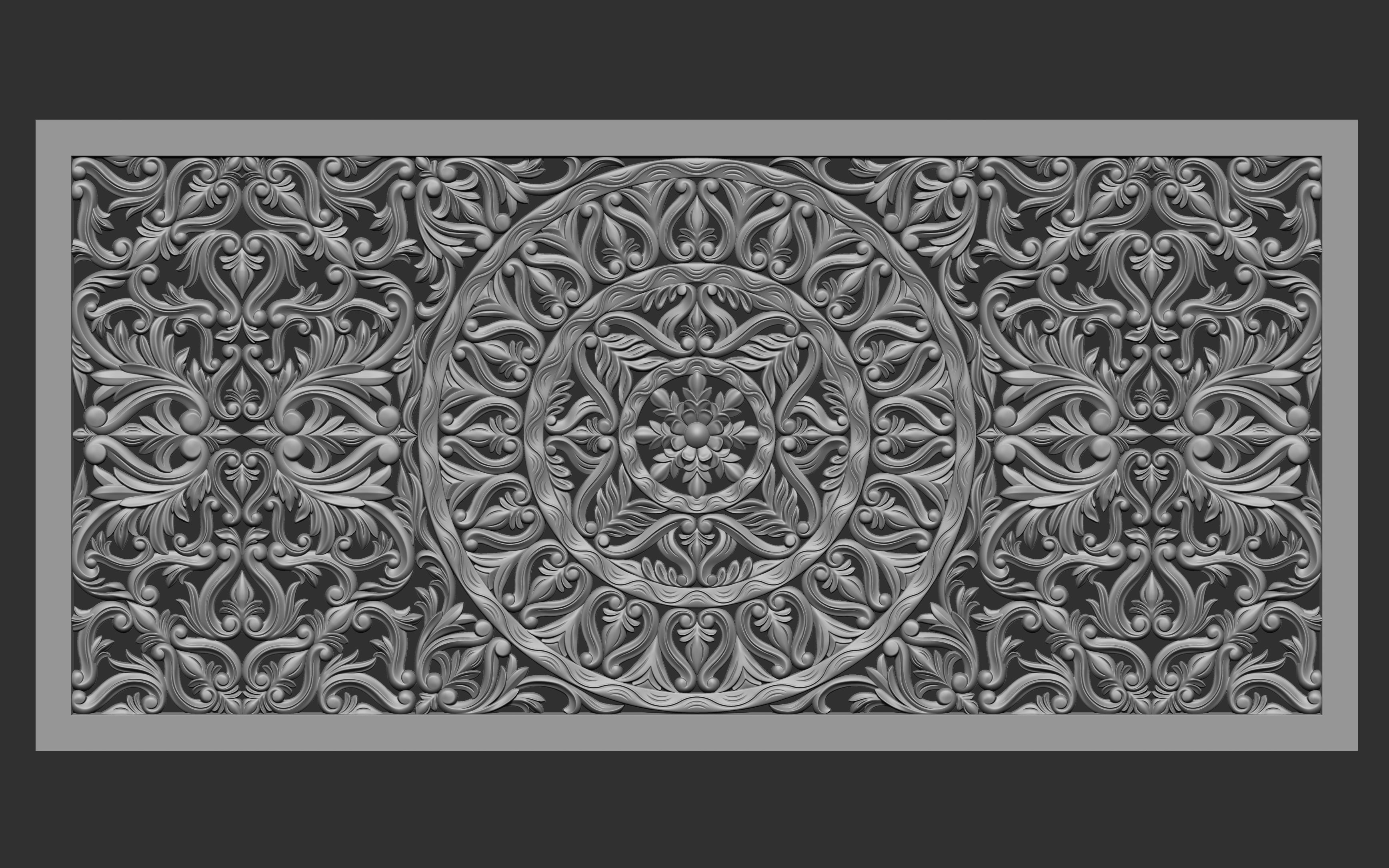 Rectangle Mandala carved 3D model_16