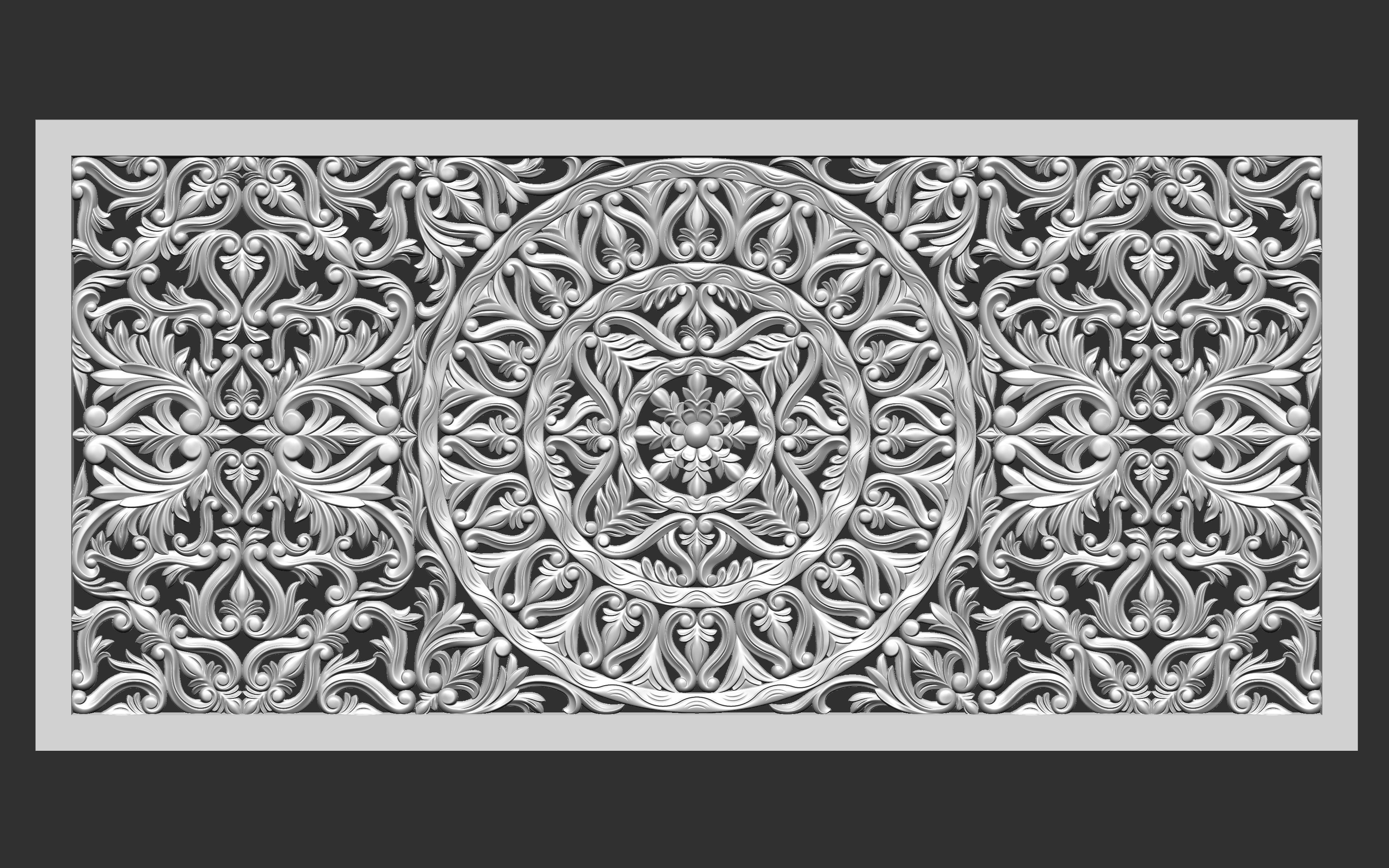 Rectangle Mandala carved 3D model_14
