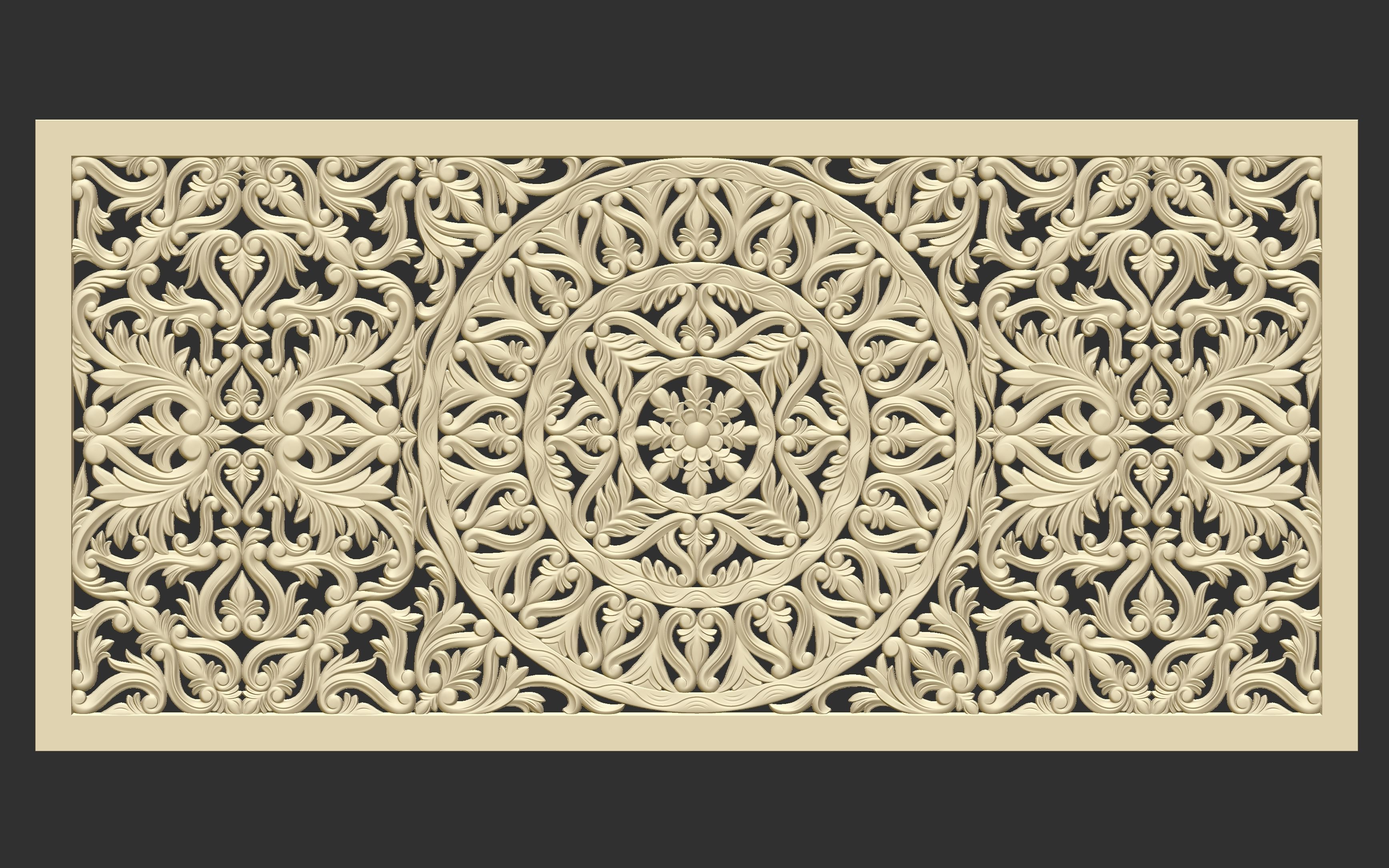 Rectangle Mandala carved 3D model_4