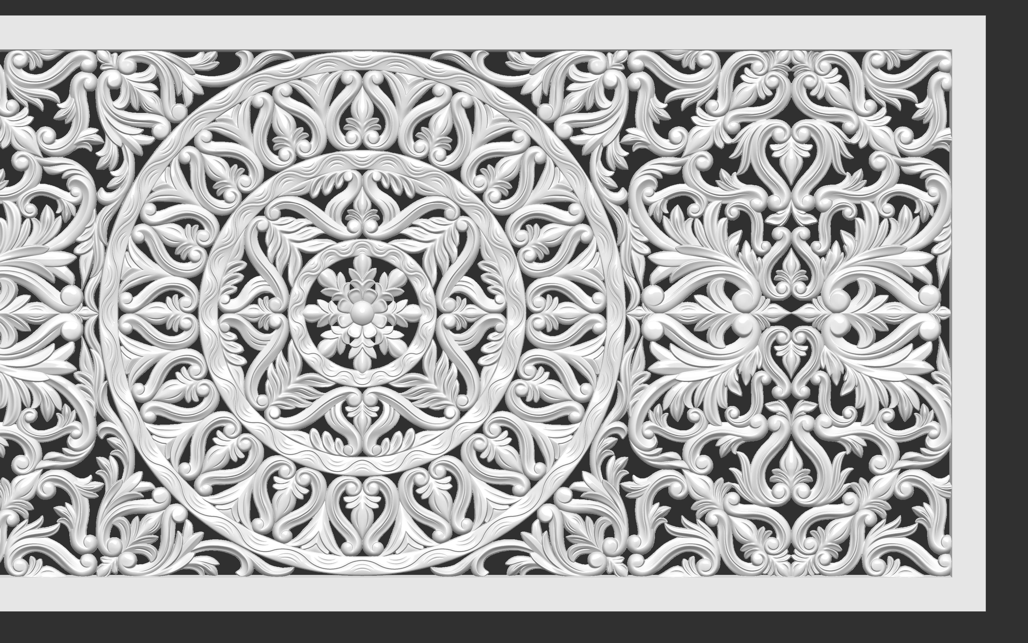 Rectangle Mandala carved 3D model_15