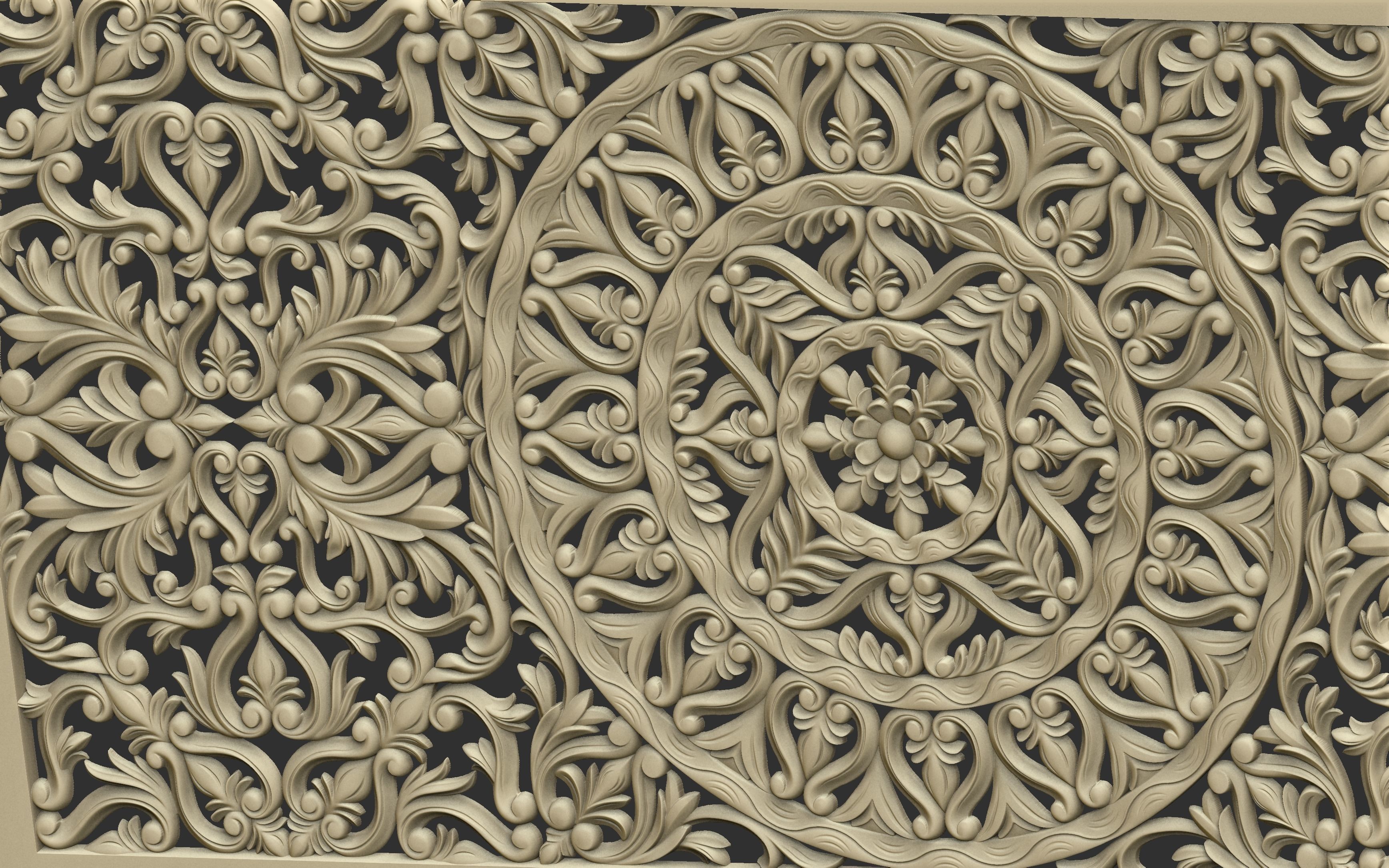 Rectangle Mandala carved 3D model_9