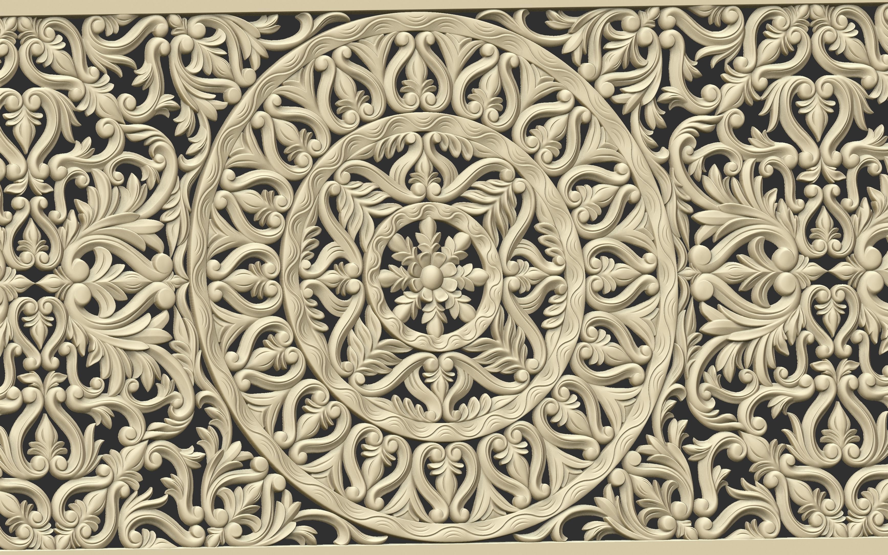 Rectangle Mandala carved 3D model_5