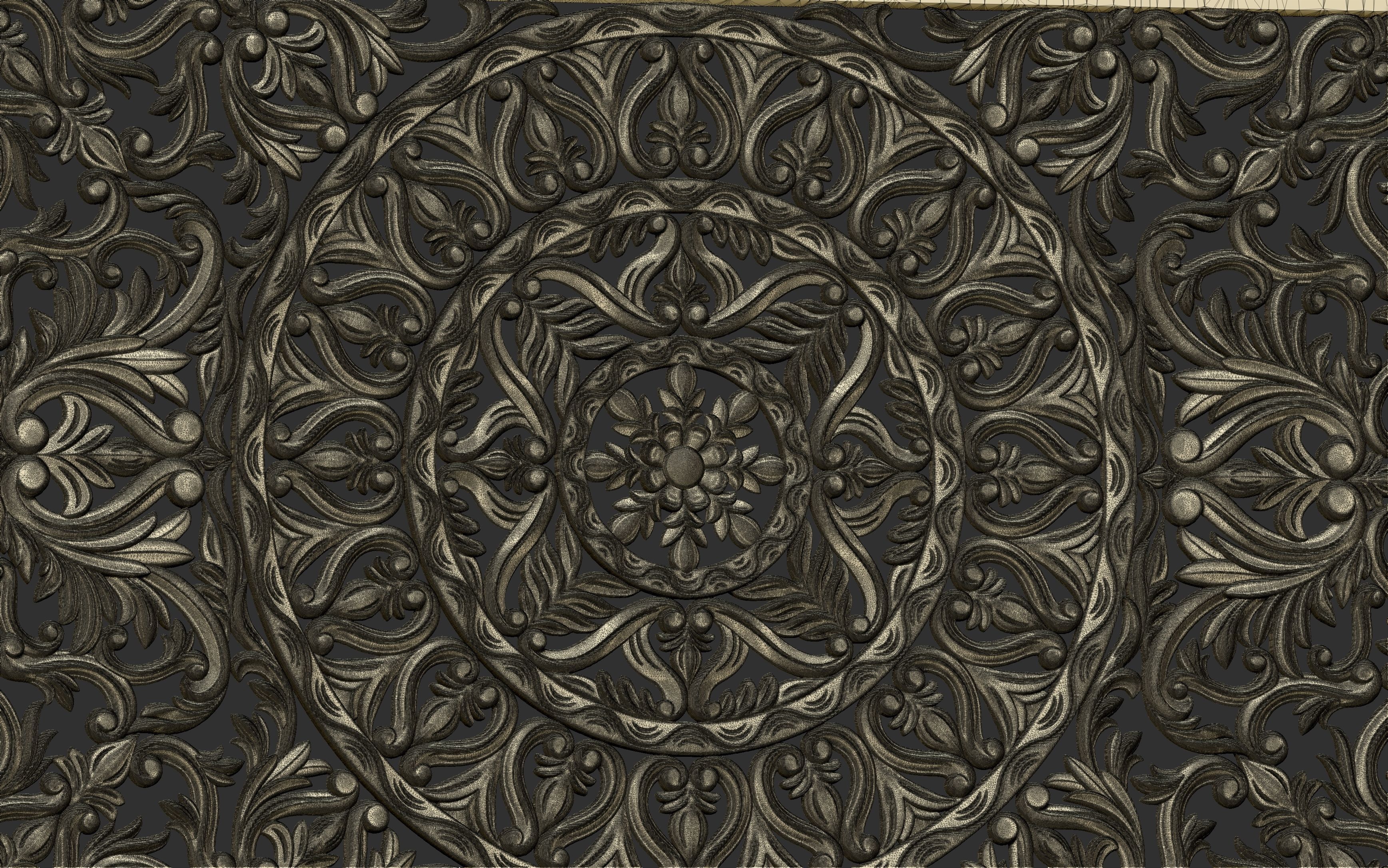 Rectangle Mandala carved 3D model_8