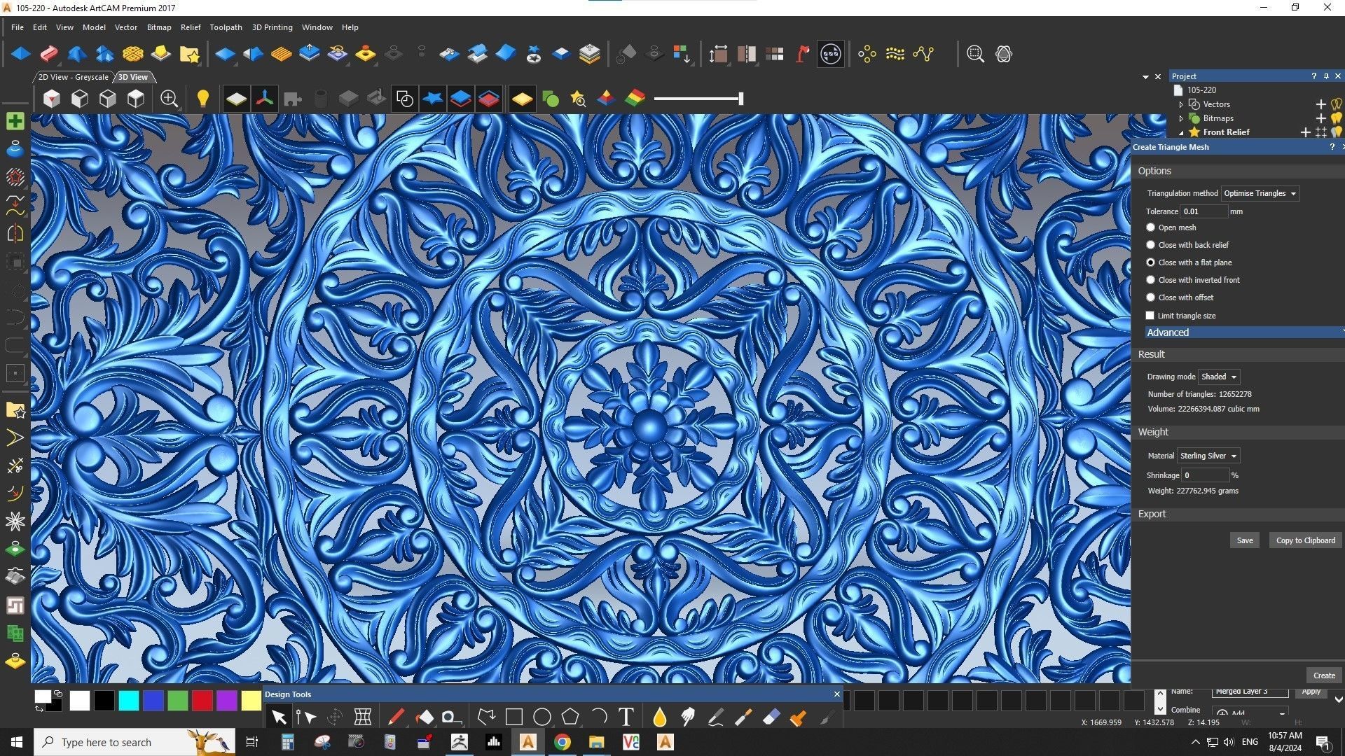 Rectangle Mandala carved 3D model_6