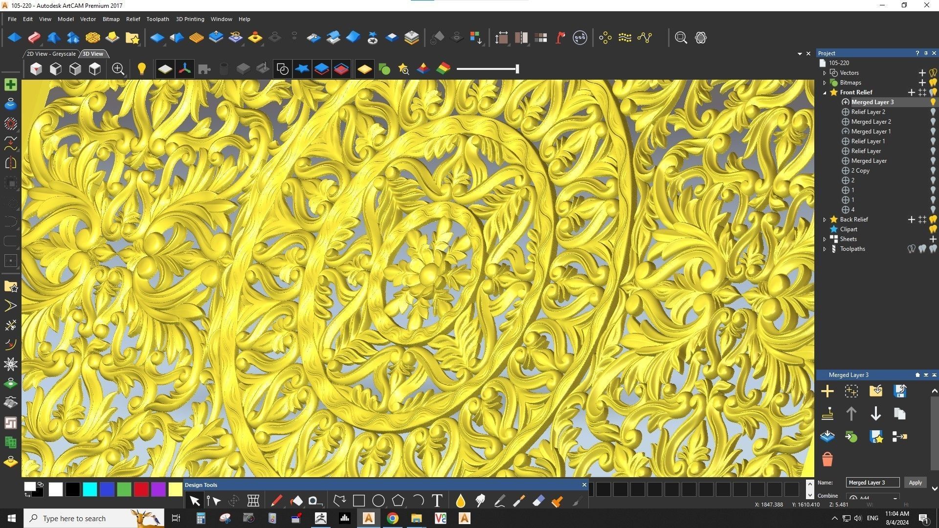 Rectangle Mandala carved 3D model_12