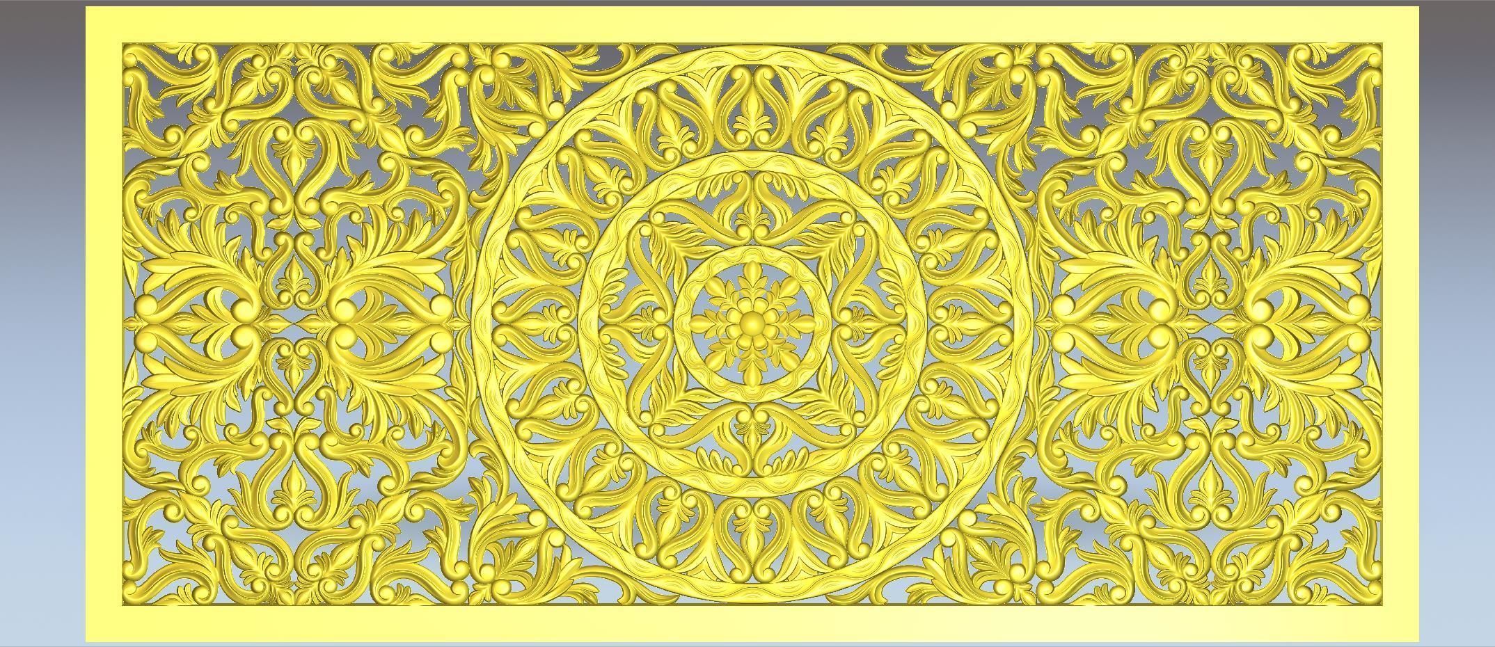 Rectangle Mandala carved 3D model_1