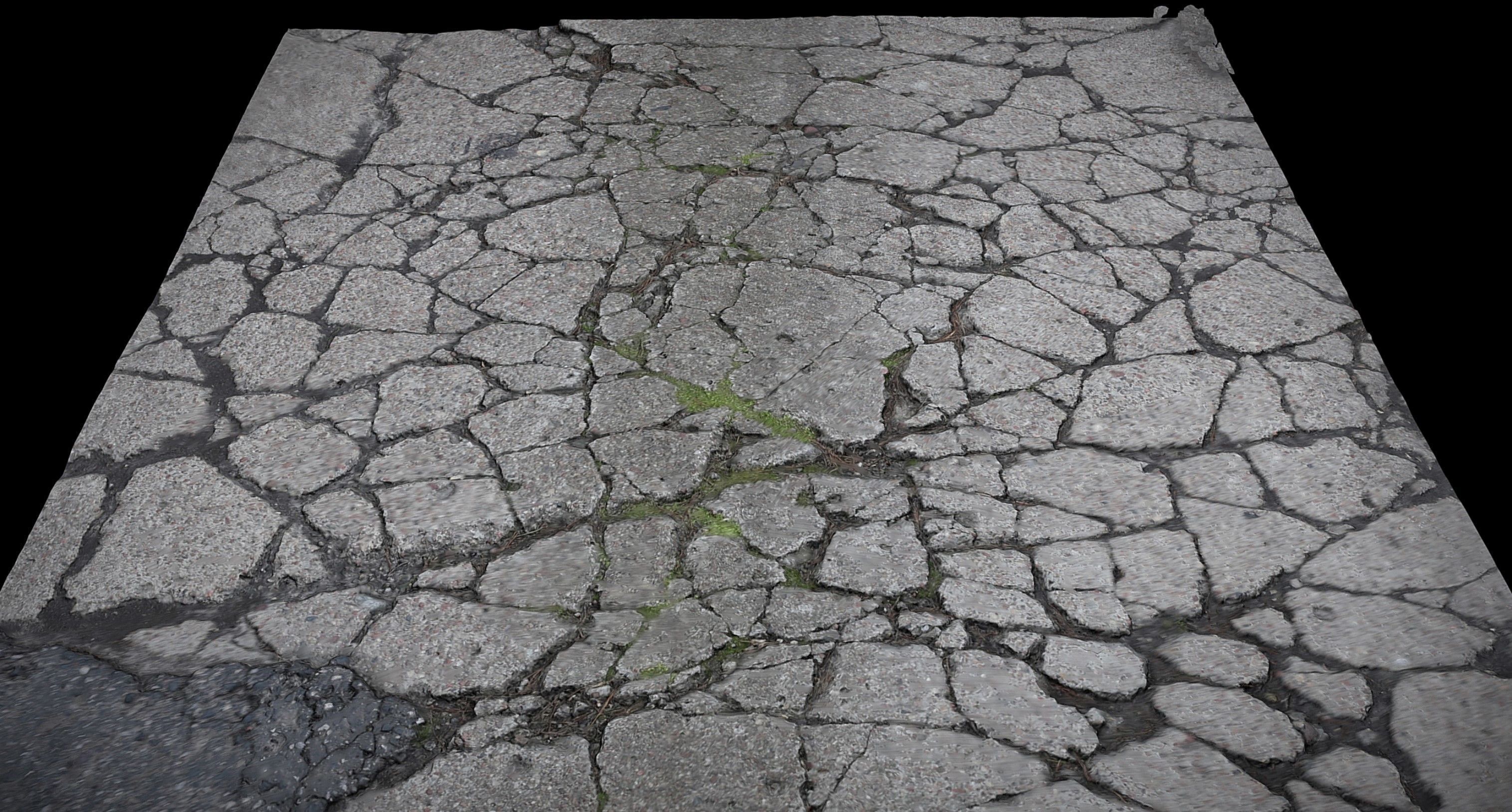 road debris concrete cracked part3 photogrammetry Low-poly 3D model_1