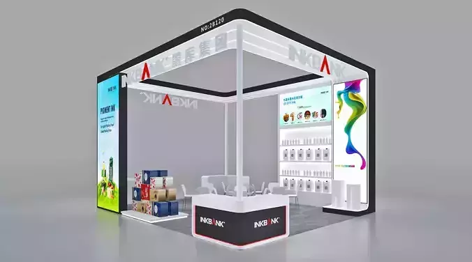 Booth Exhibition Stand Stall 7x6m Height 440cm 4 Open 3D model