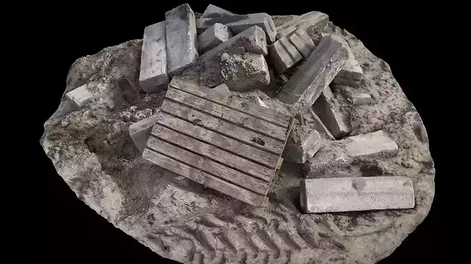 concrete blocks pile construction-site photogrammetry