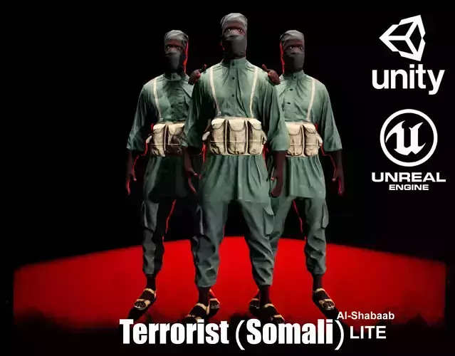 Terrorist Somali-Al-Shabbab-LITE Low-poly 3D model Terrorist Somali-Al-Shabbab-LITE Low-poly 3D model