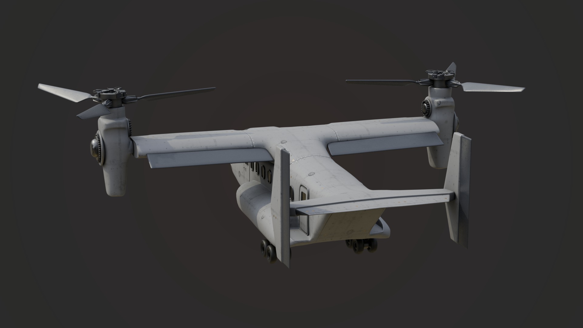 Military Tiltrotor Aircraft Low-poly 3D model_5