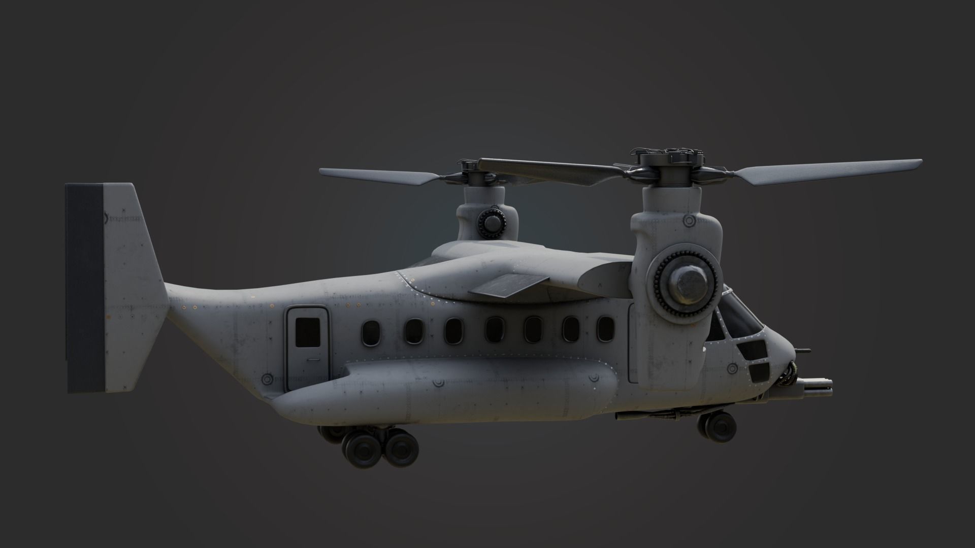 Military Tiltrotor Aircraft Low-poly 3D model_12