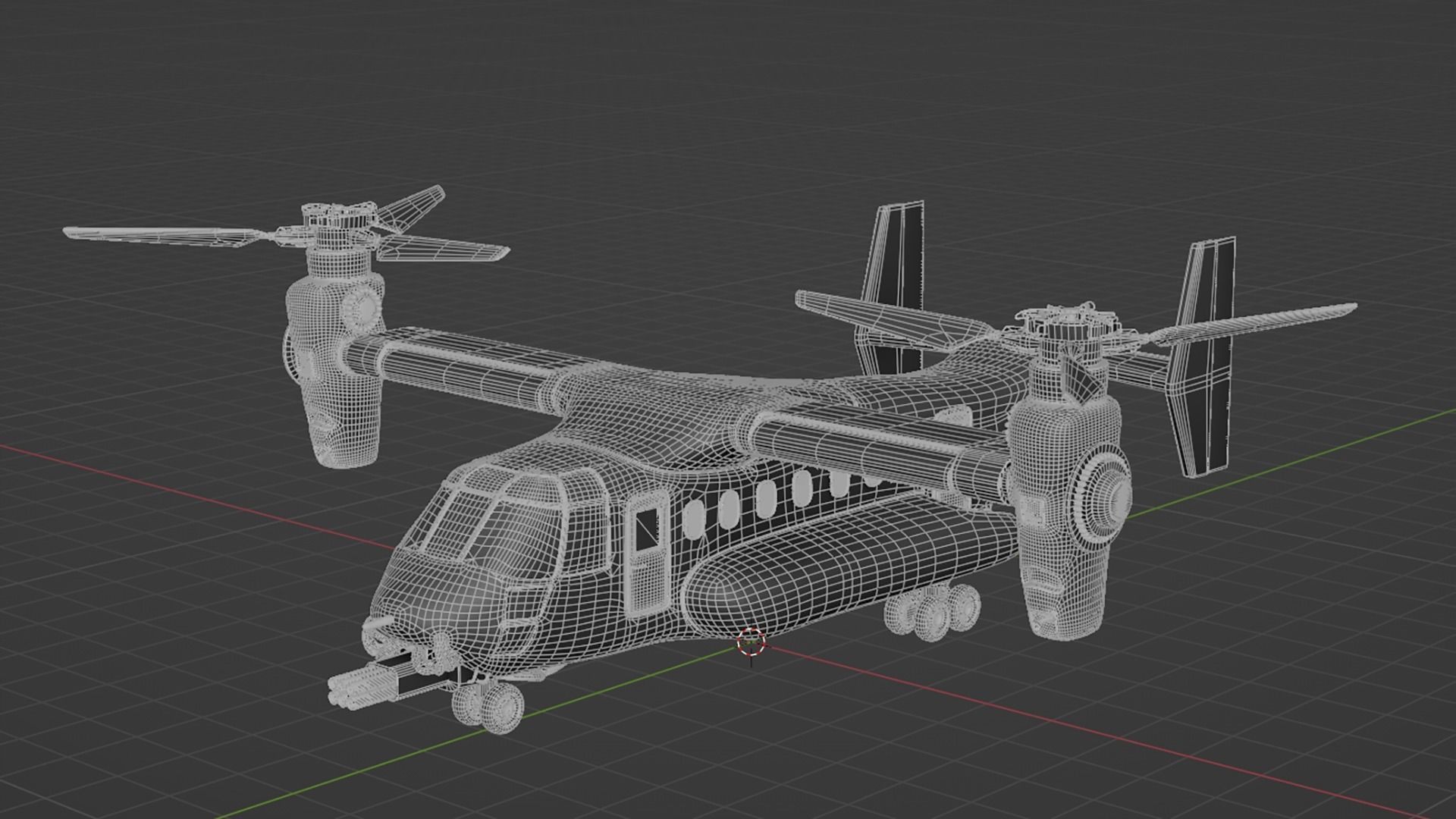 Military Tiltrotor Aircraft Low-poly 3D model_13