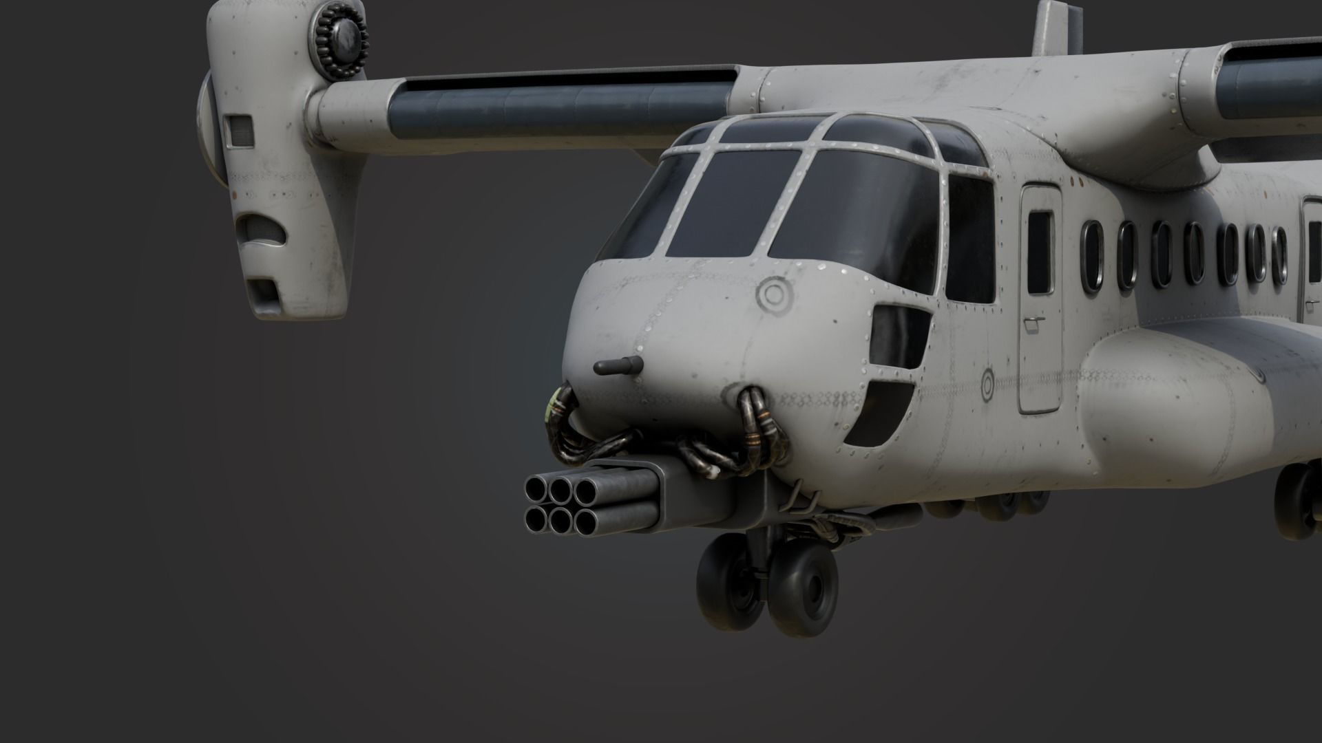 Military Tiltrotor Aircraft Low-poly 3D model_8