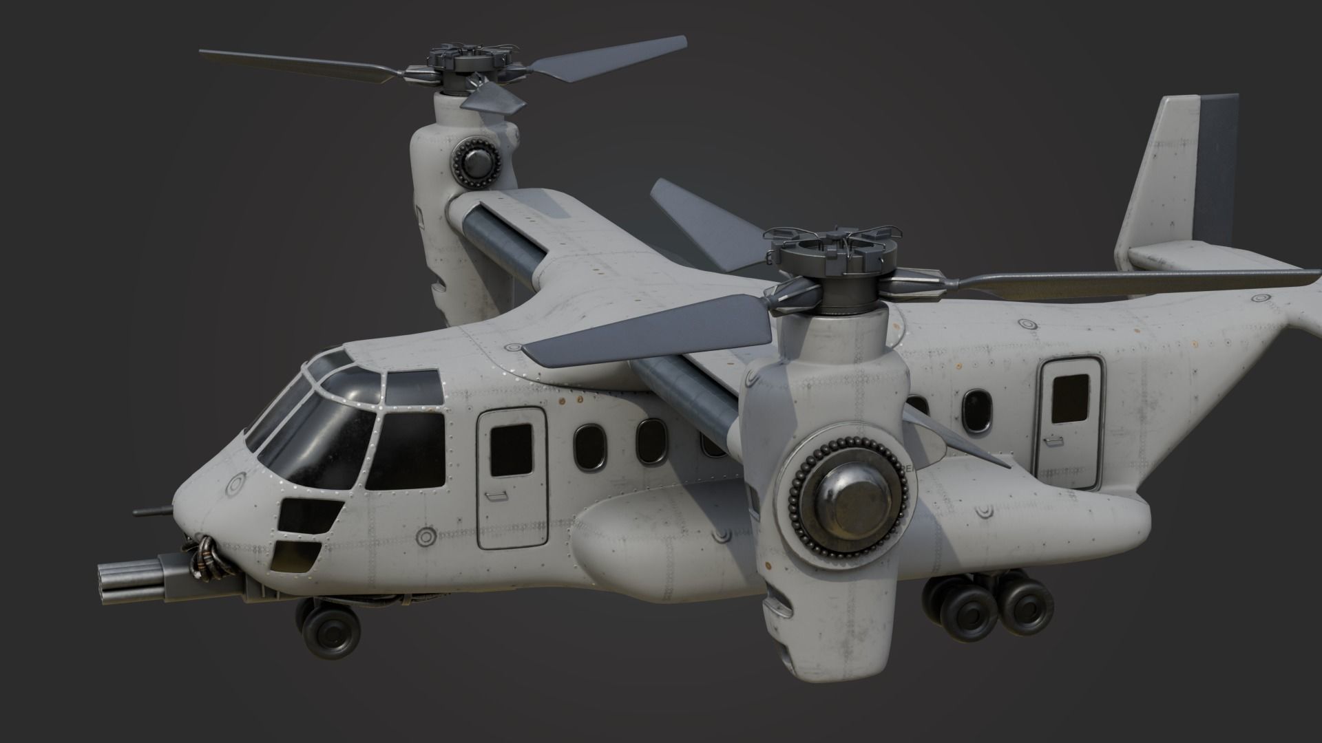 Military Tiltrotor Aircraft Low-poly 3D model_6