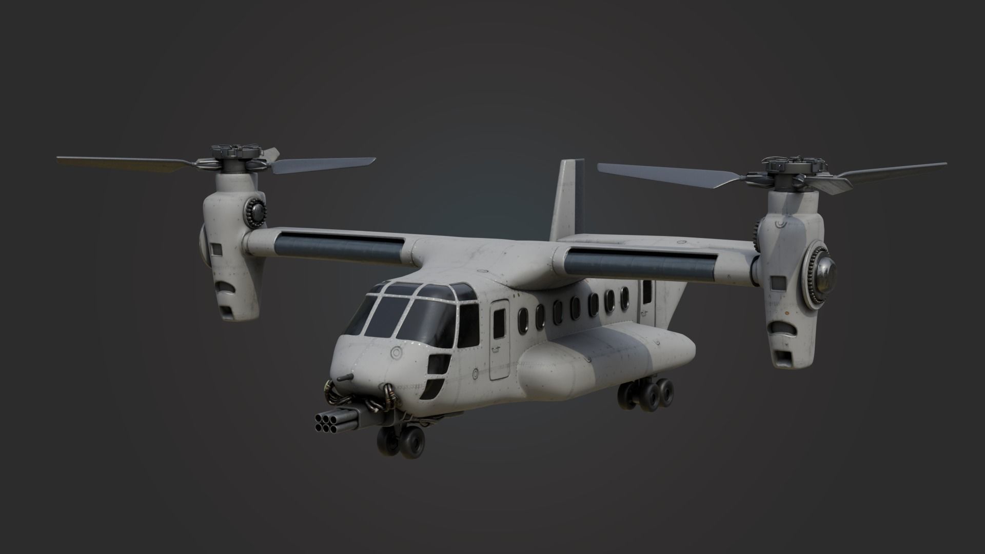 Military Tiltrotor Aircraft Low-poly 3D model_2