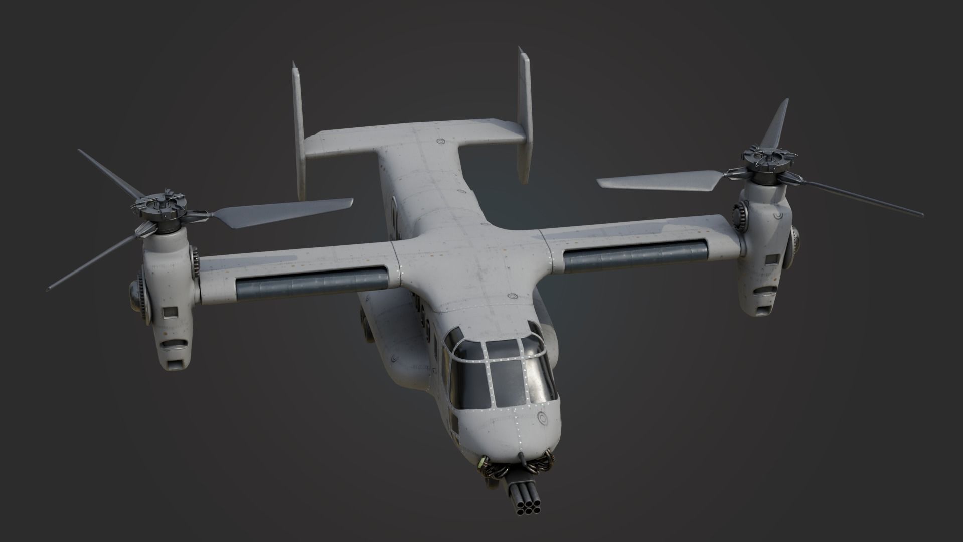 Military Tiltrotor Aircraft Low-poly 3D model_3