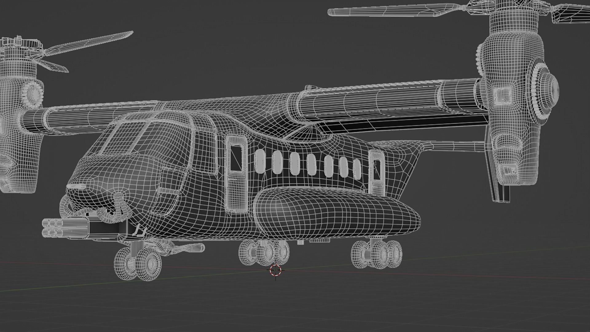 Military Tiltrotor Aircraft Low-poly 3D model_14