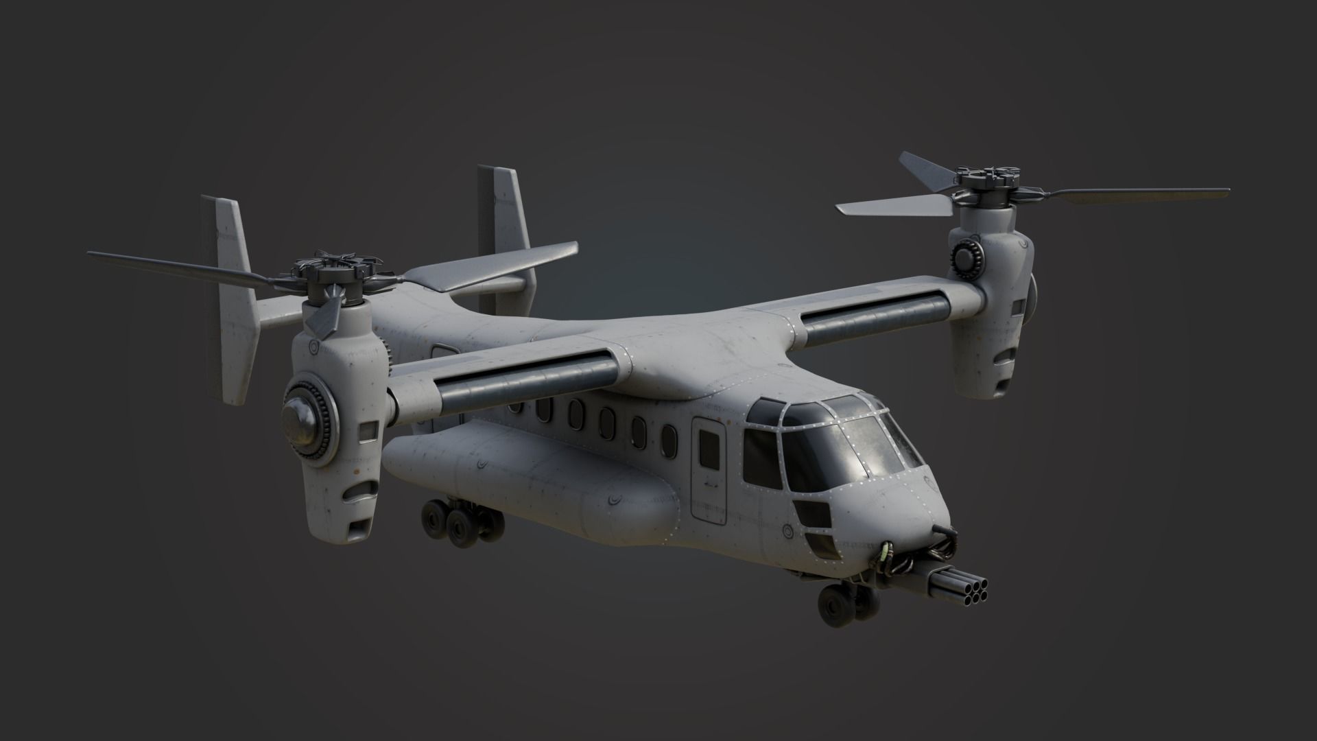Military Tiltrotor Aircraft Low-poly 3D model_1