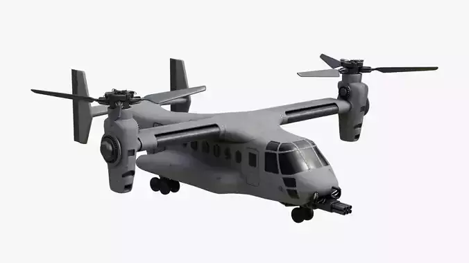 Military Tiltrotor Aircraft  Low-poly 3D model