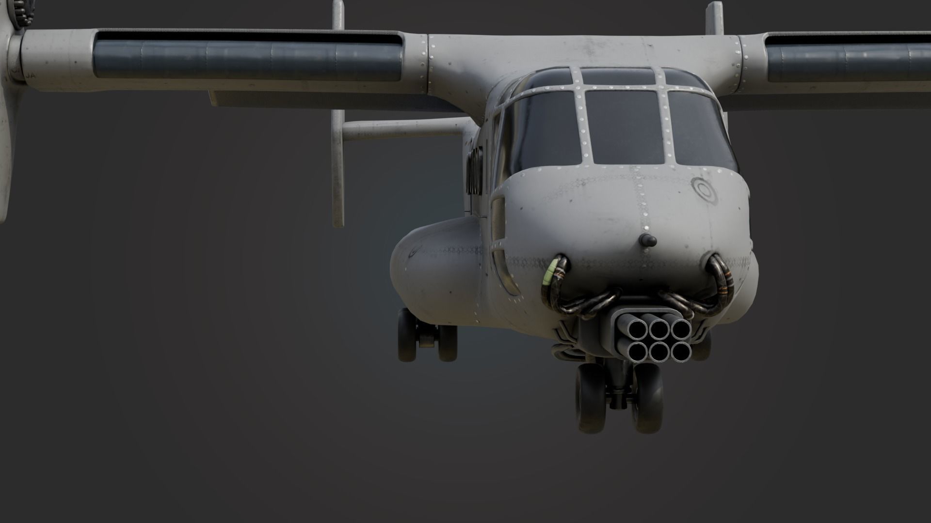 Military Tiltrotor Aircraft Low-poly 3D model_9