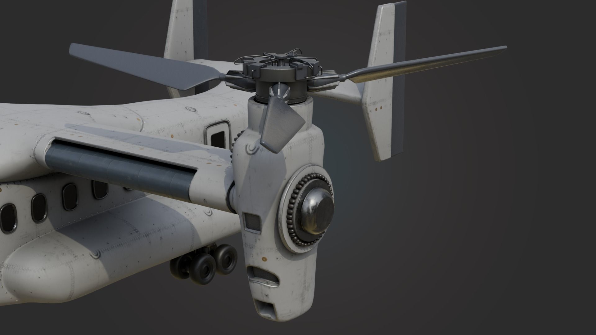 Military Tiltrotor Aircraft Low-poly 3D model_10